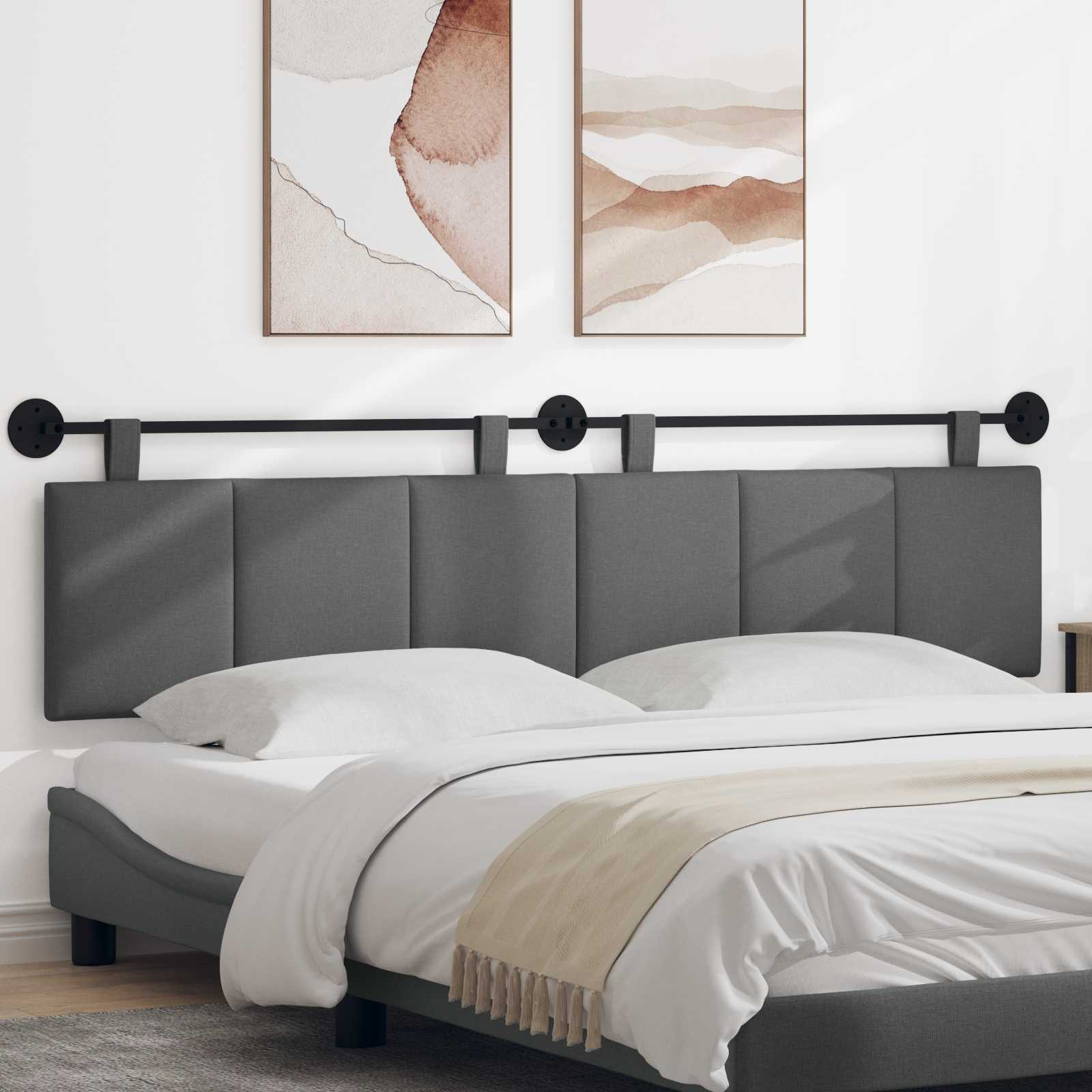 vidaXL Hangend Hoofdeinde Gestreept Wolkengrijs 90 x 55 x 5 cm Stof