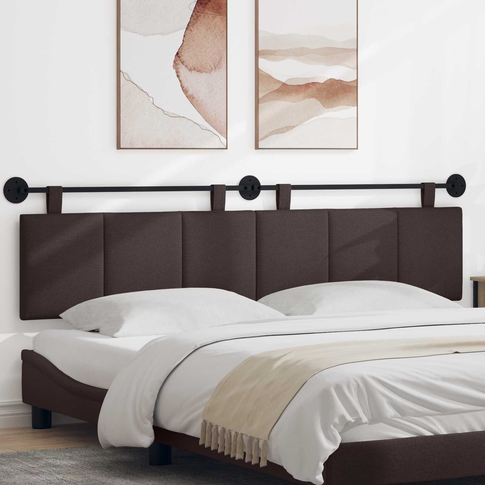 vidaXL Hangend Hoofdeinde Gestreept Wolkengrijs 90 x 55 x 5 cm Stof