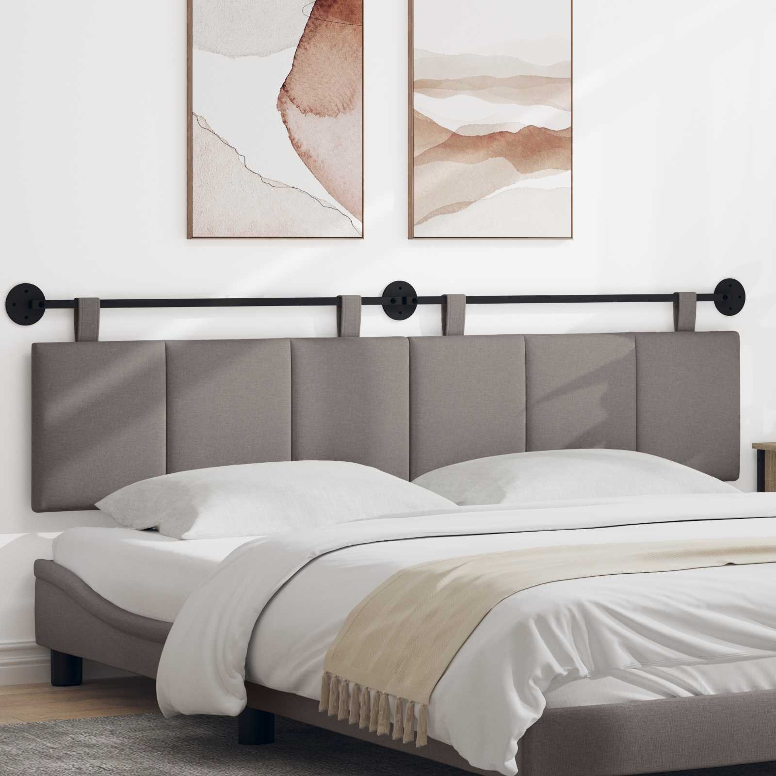 vidaXL Hangend Hoofdeinde Gestreept Wolkengrijs 90 x 55 x 5 cm Stof