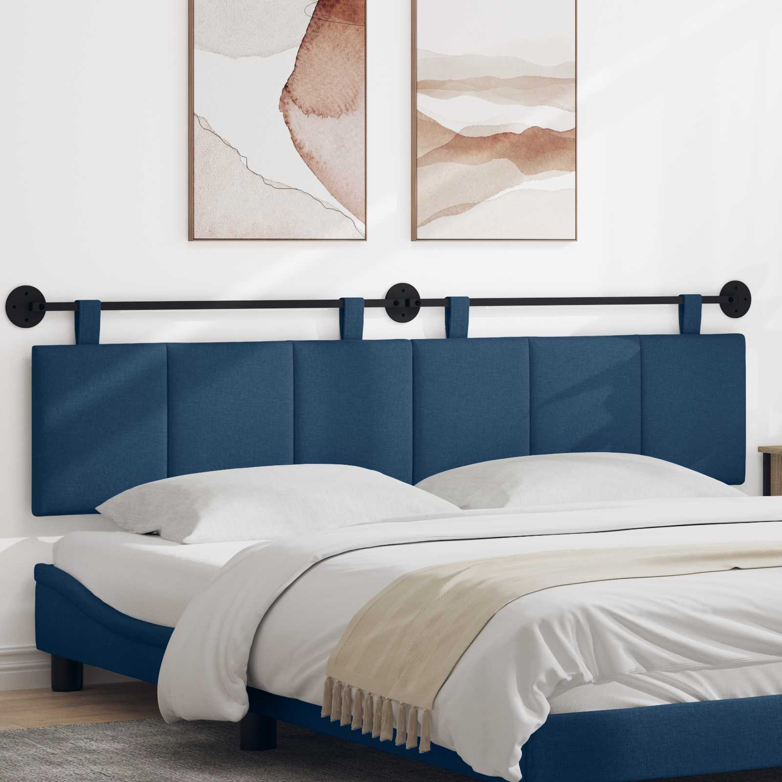 vidaXL Hangend Hoofdeinde Gestreept Wolkengrijs 90 x 55 x 5 cm Stof