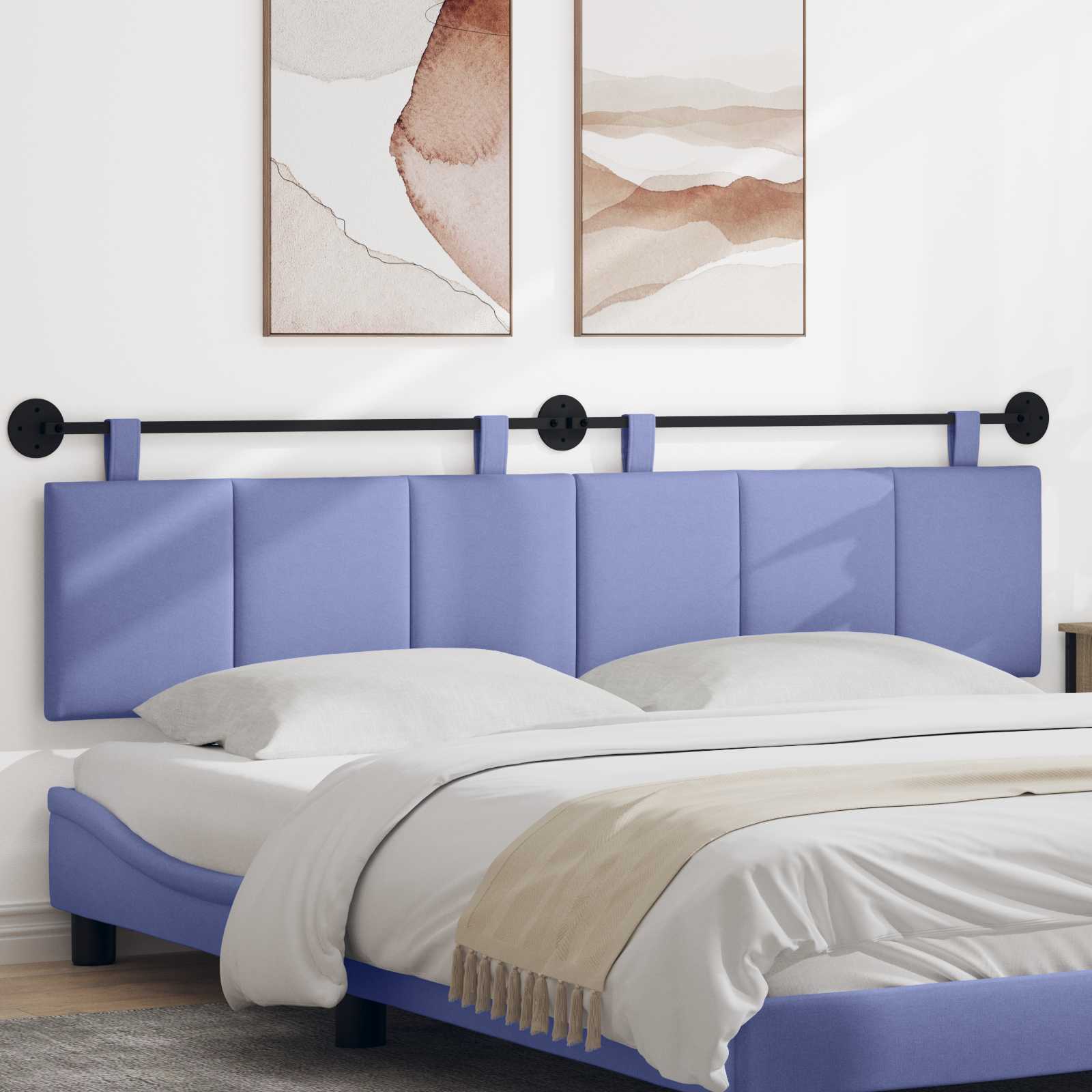 vidaXL Hangend Hoofdeinde Gestreept Wolkengrijs 90 x 55 x 5 cm Stof