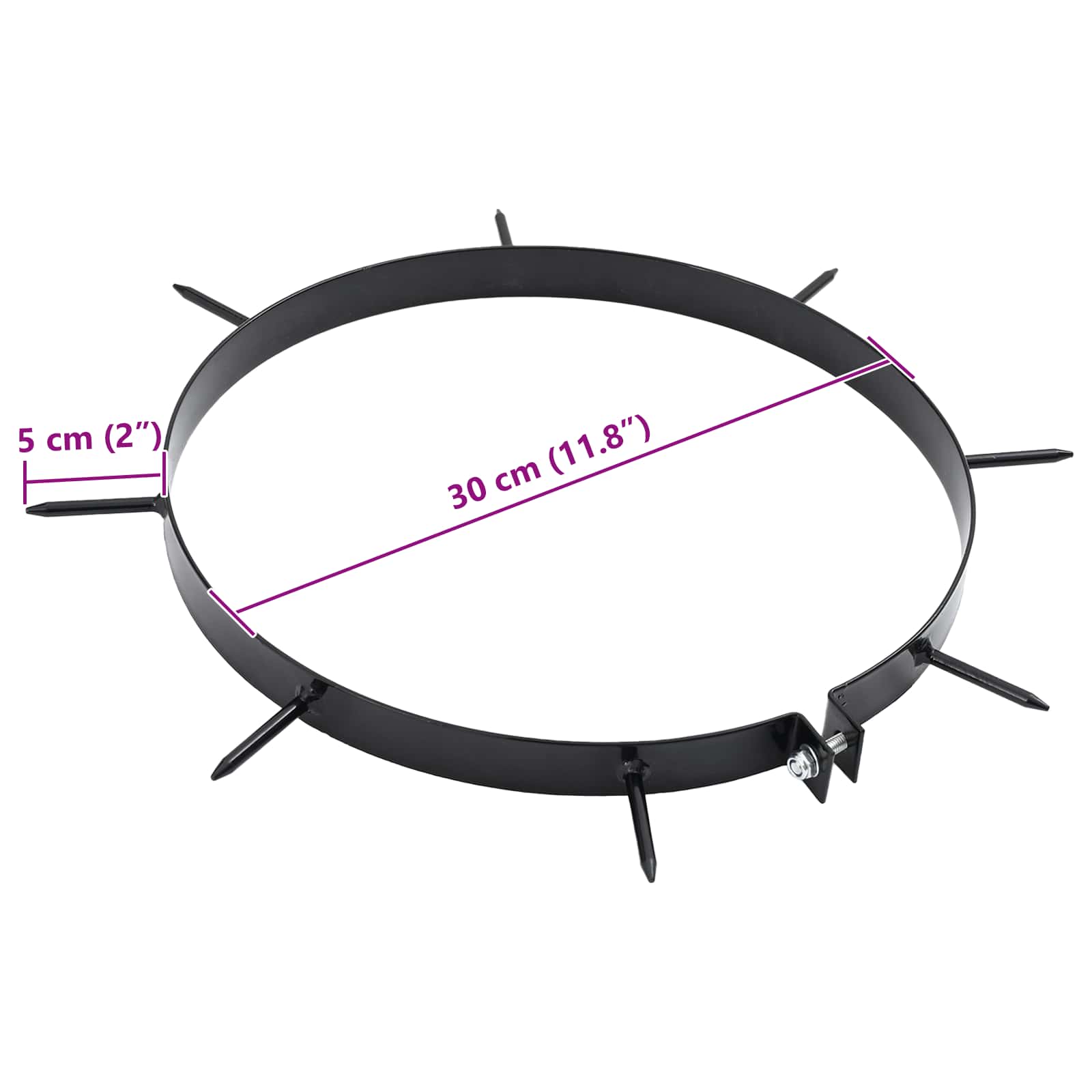 vidaXL Grasbeluchter Klem met Spikes 5 pcs Zwart Ø 300 mm IJzer