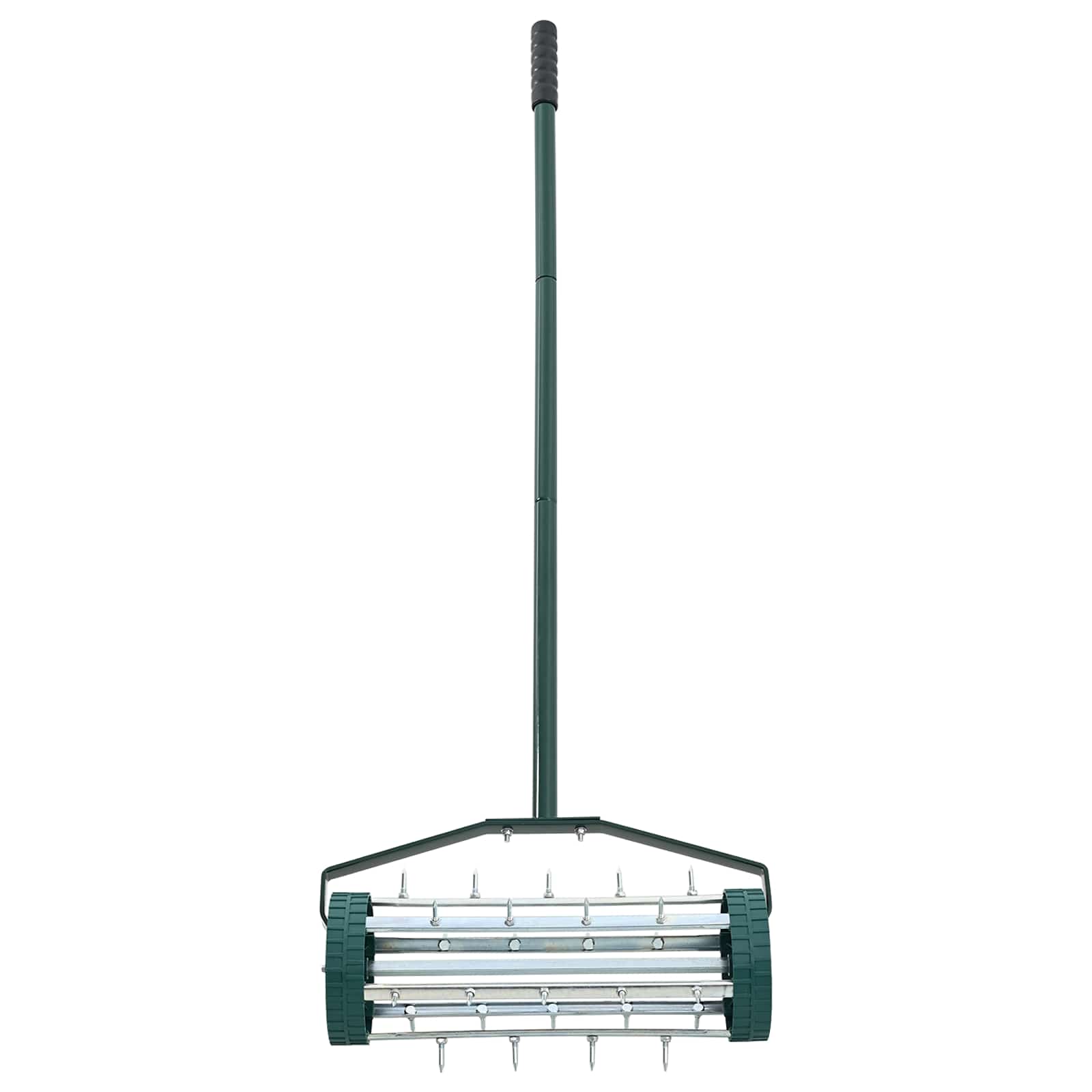 vidaXL Lawn Roller Pull met Aerator Klemmen Groen 127,5 x 44 cm Staal