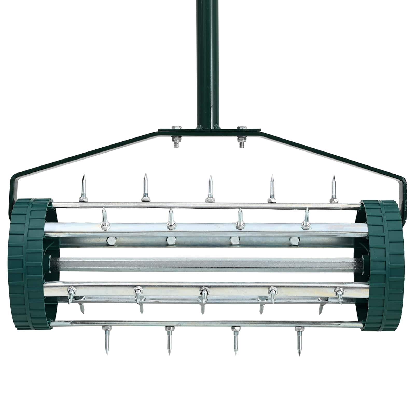 vidaXL Lawn Roller Pull met Aerator Klemmen Groen 127,5 x 44 cm Staal