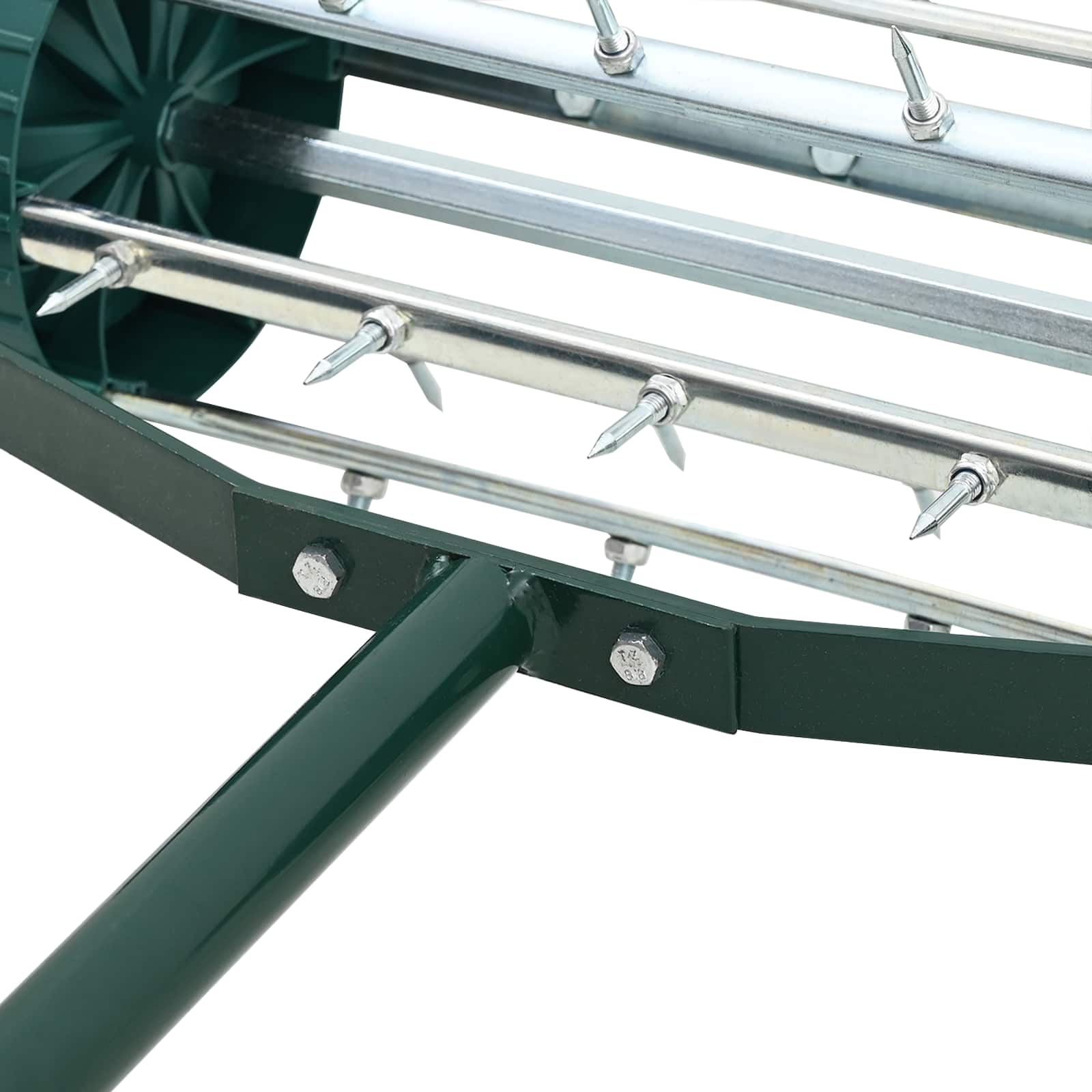 vidaXL Lawn Roller Pull met Aerator Klemmen Groen 127,5 x 44 cm Staal