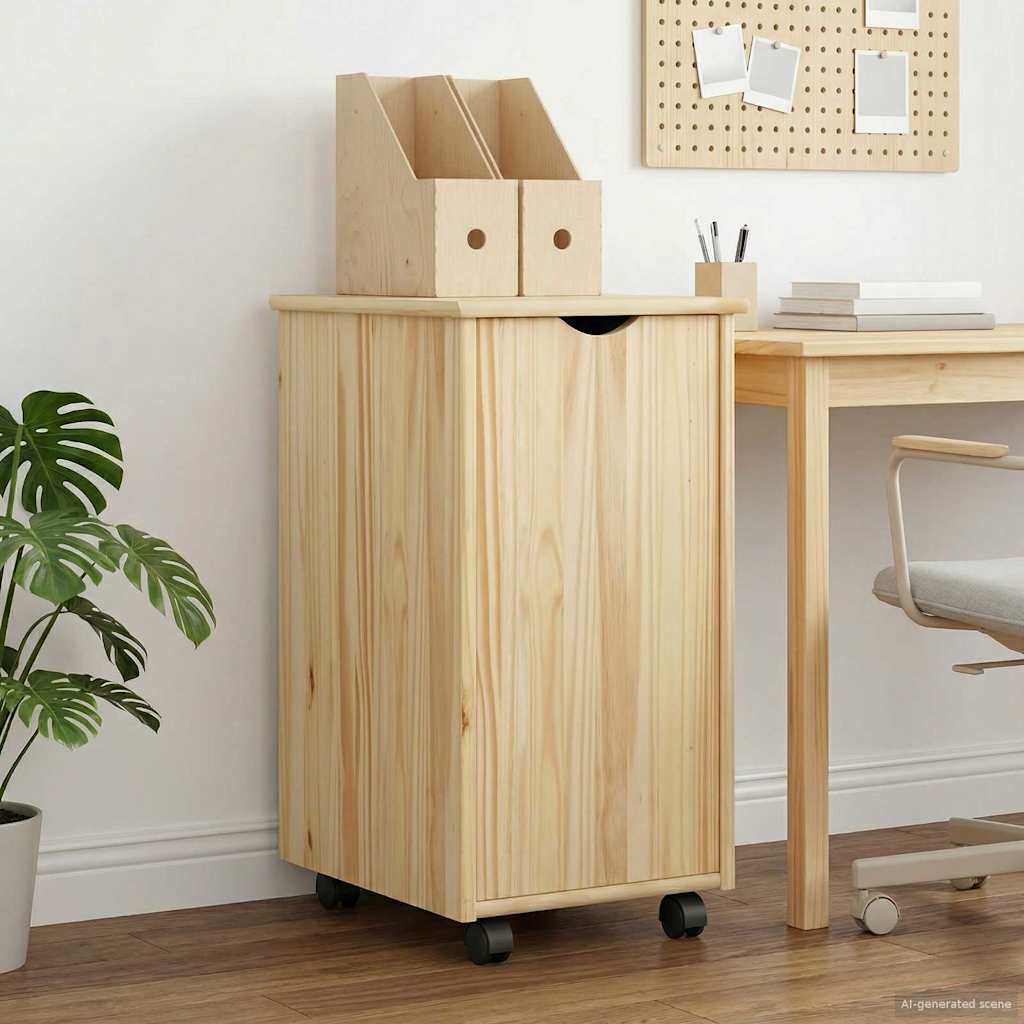 vidaXL Rolling Kast Honingbruin 34 x 39 x 65,5 cm Massief Vurenhout