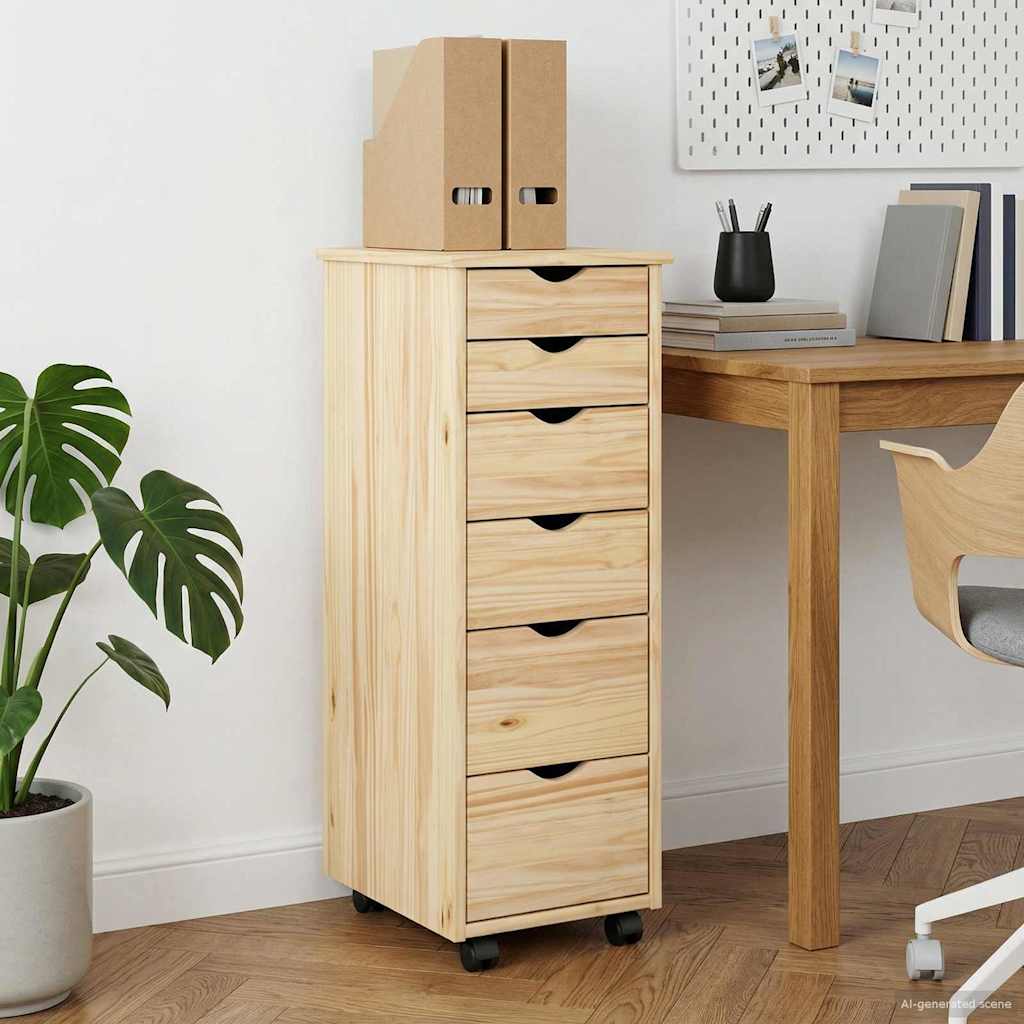 vidaXL Rolling Kast Honingbruin 34 x 39 x 93,5 cm Massief Vurenhout