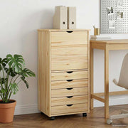 vidaXL Rolling Kast met wiel Bruin 53 x 39 x 103 cm Massief Vurenhout