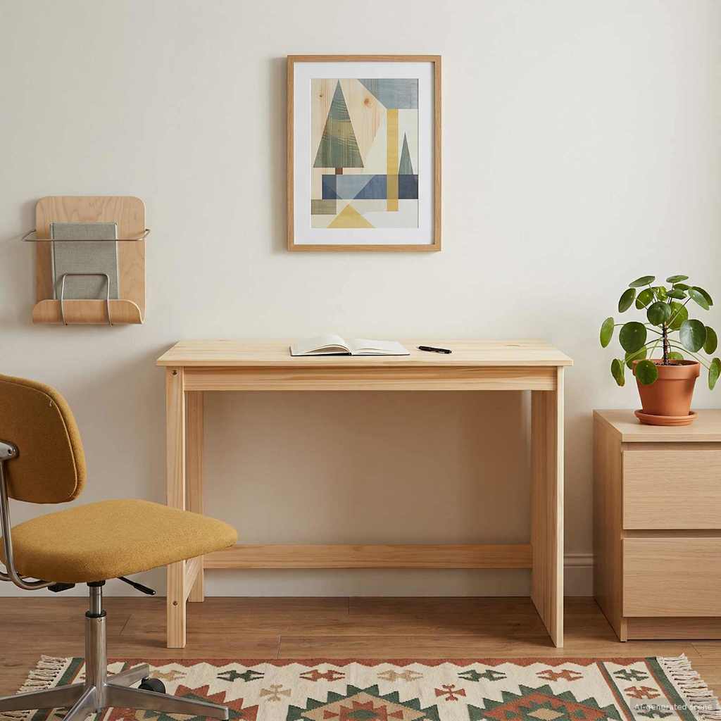 vidaXL Bureau Honingbruin 112 x 50 x 75 cm Massief Vurenhout