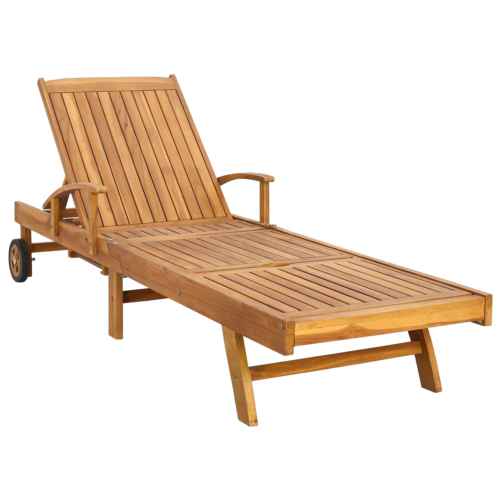 vidaXL Ligbed met tafel Bruin Massief Teakhout