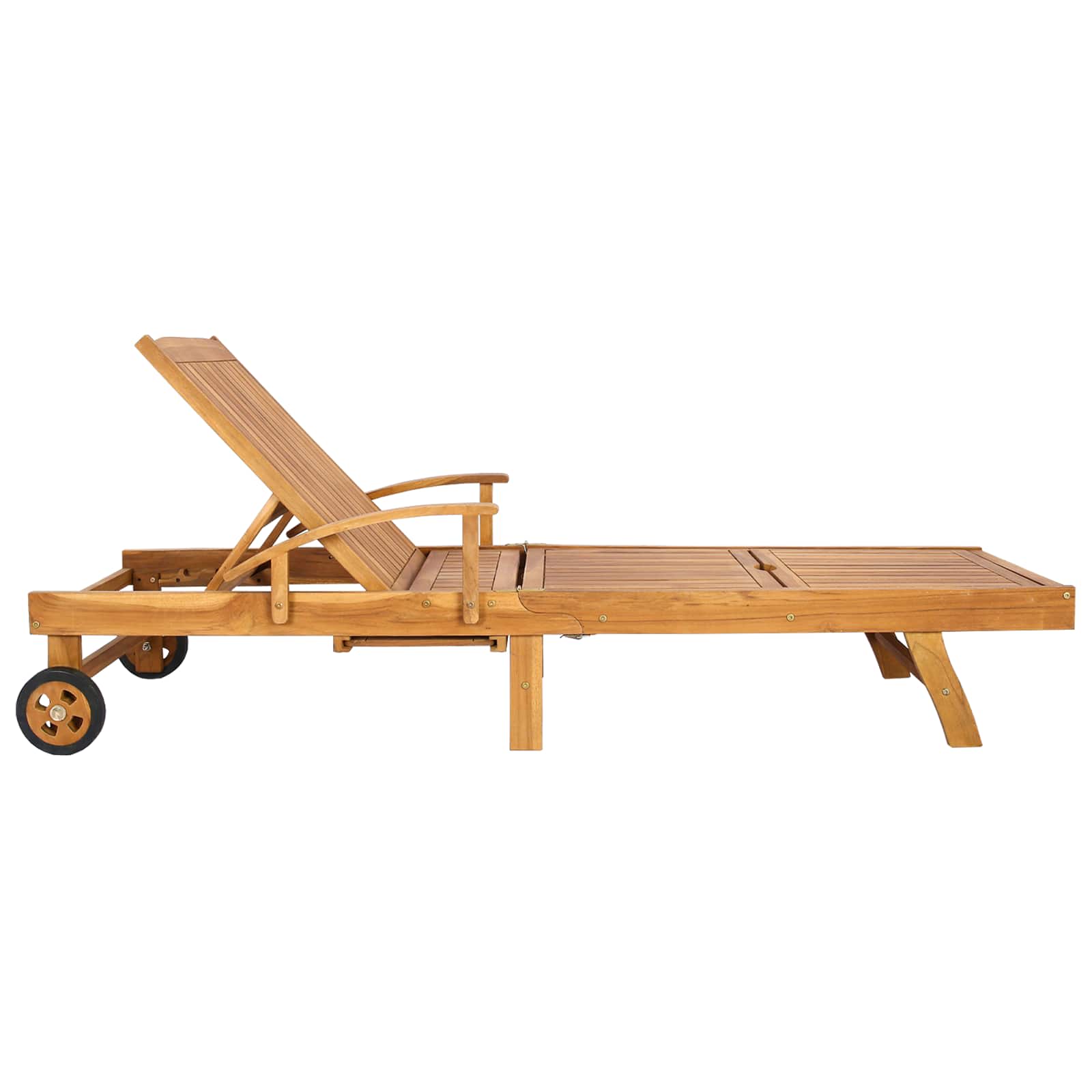 vidaXL Ligbed met tafel Bruin Massief Teakhout