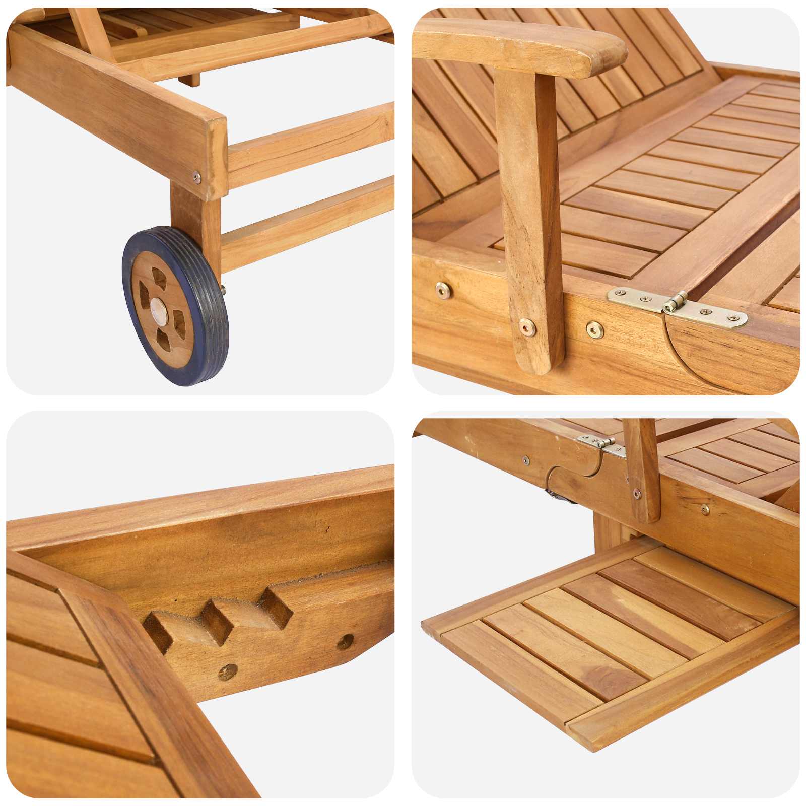 vidaXL Ligbed met tafel Bruin Massief Teakhout