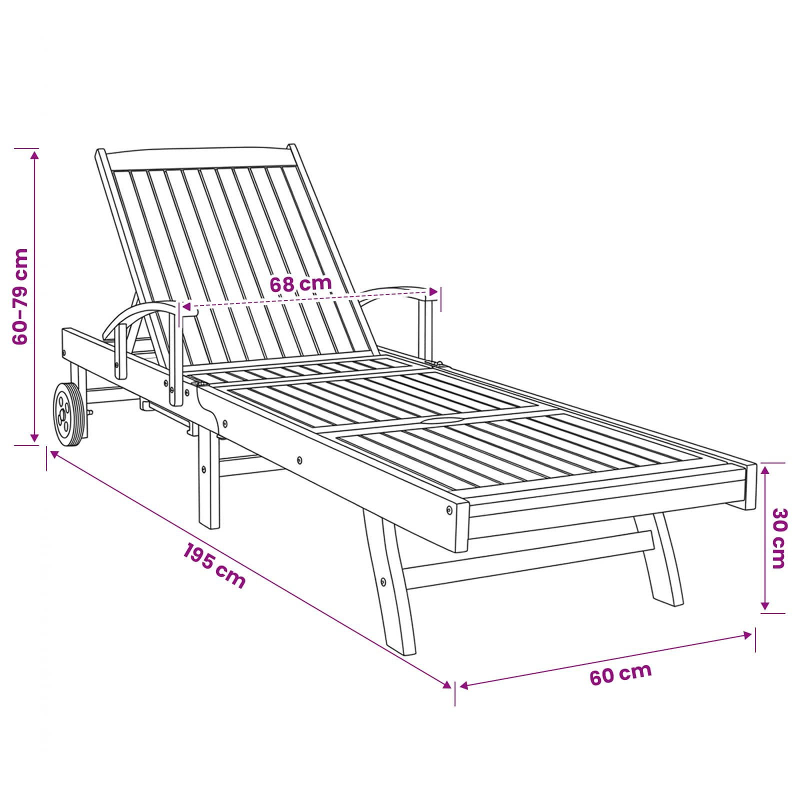 vidaXL Ligbed met tafel Bruin Massief Teakhout