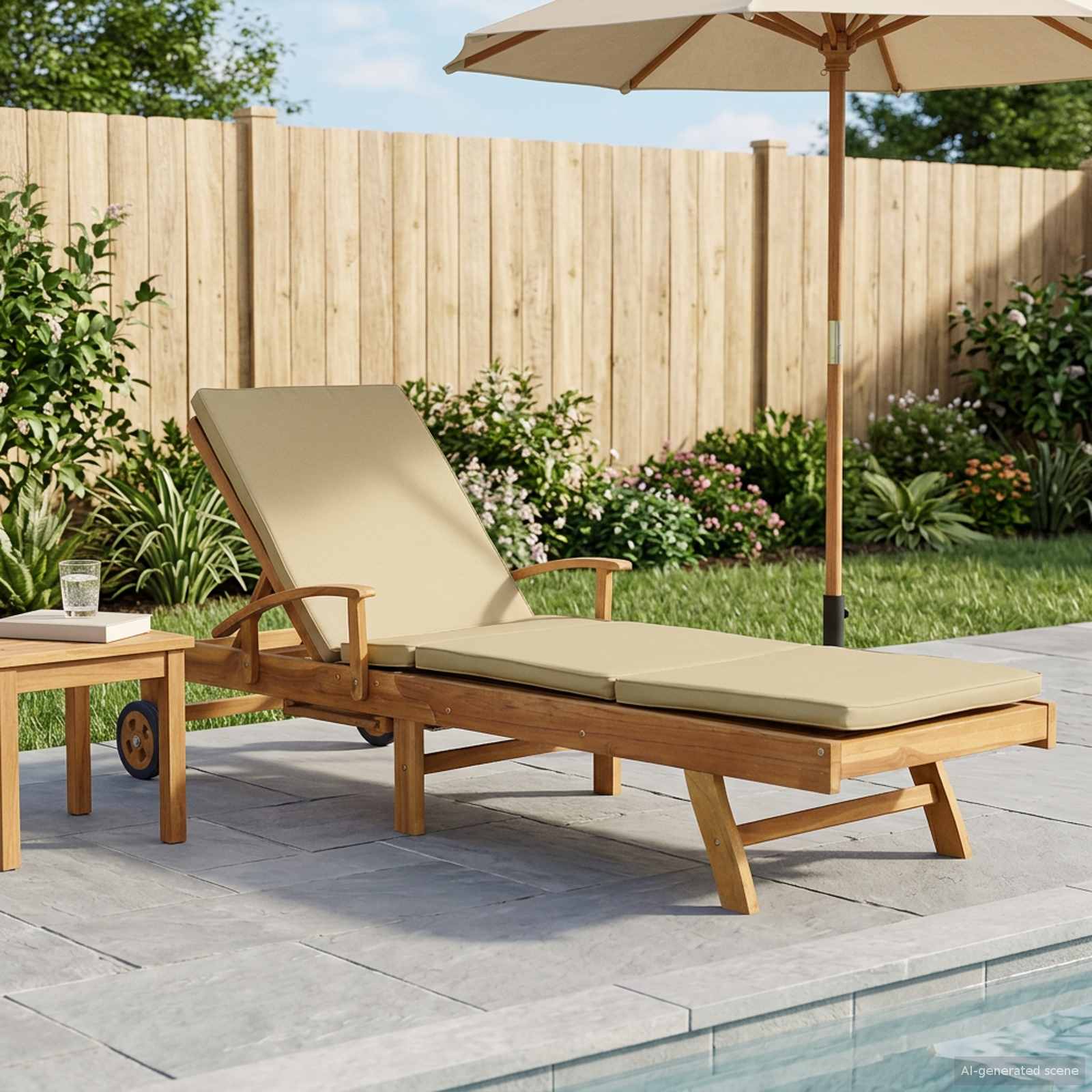 vidaXL Ligbed met tafel Bruin Massief Teakhout