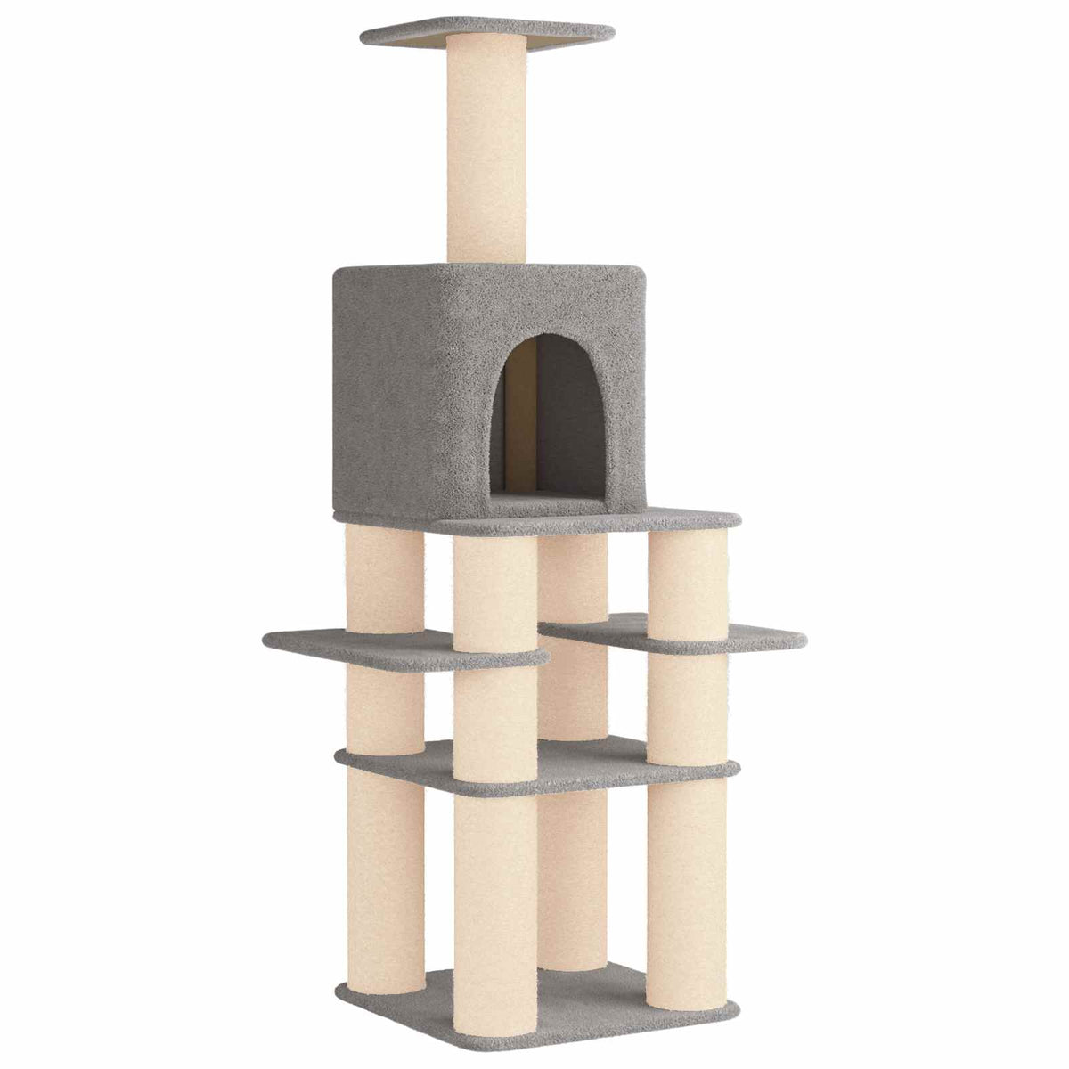 vidaXL Kattenboom met sisal krabpalen Lichtgrijs 180 cm