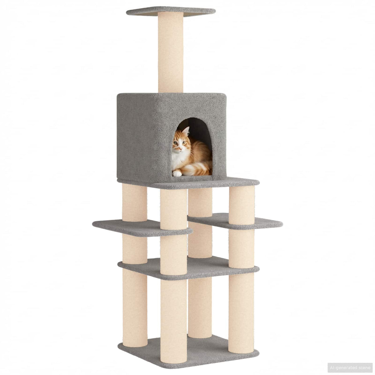 vidaXL Kattenboom met sisal krabpalen Lichtgrijs 180 cm
