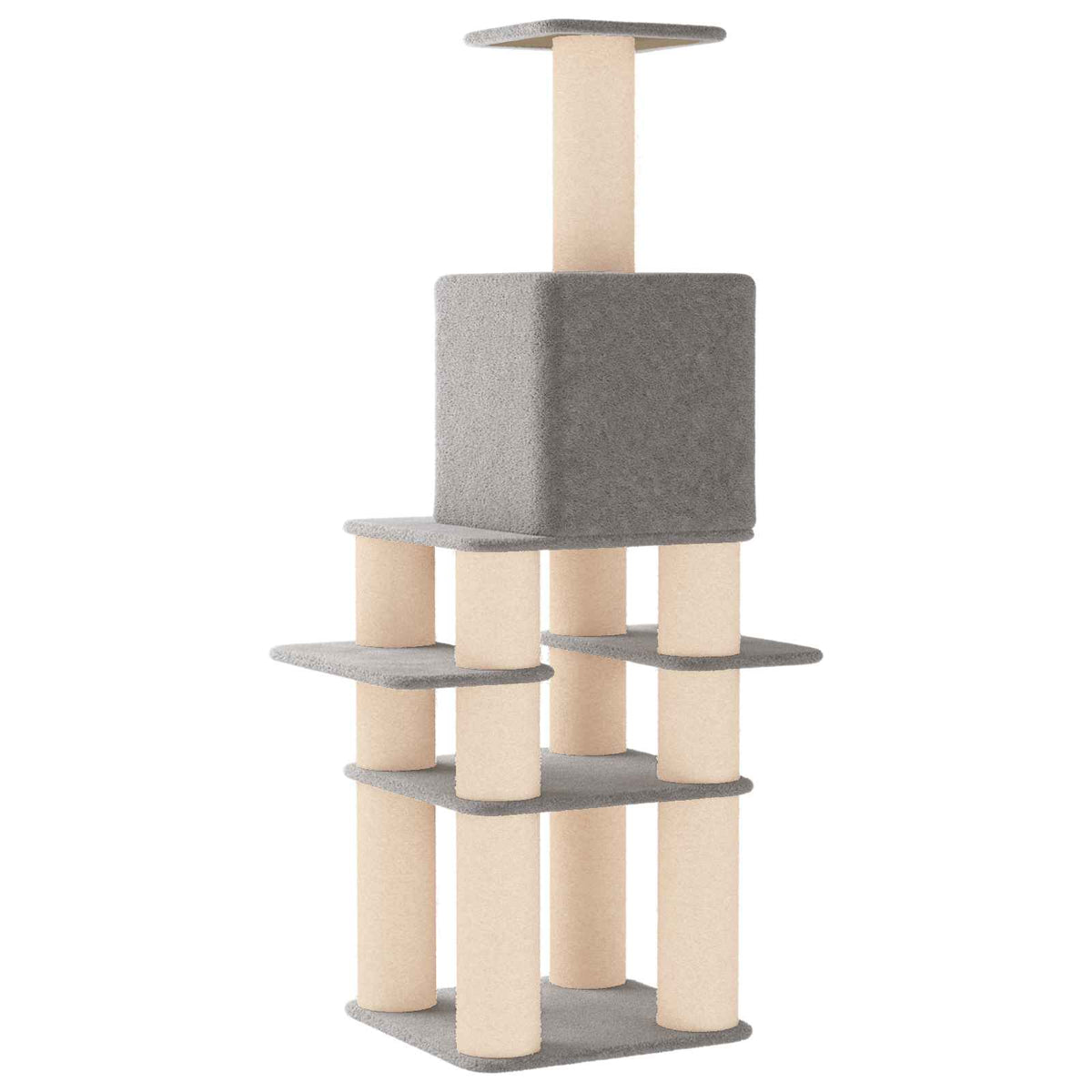 vidaXL Kattenboom met sisal krabpalen Lichtgrijs 180 cm