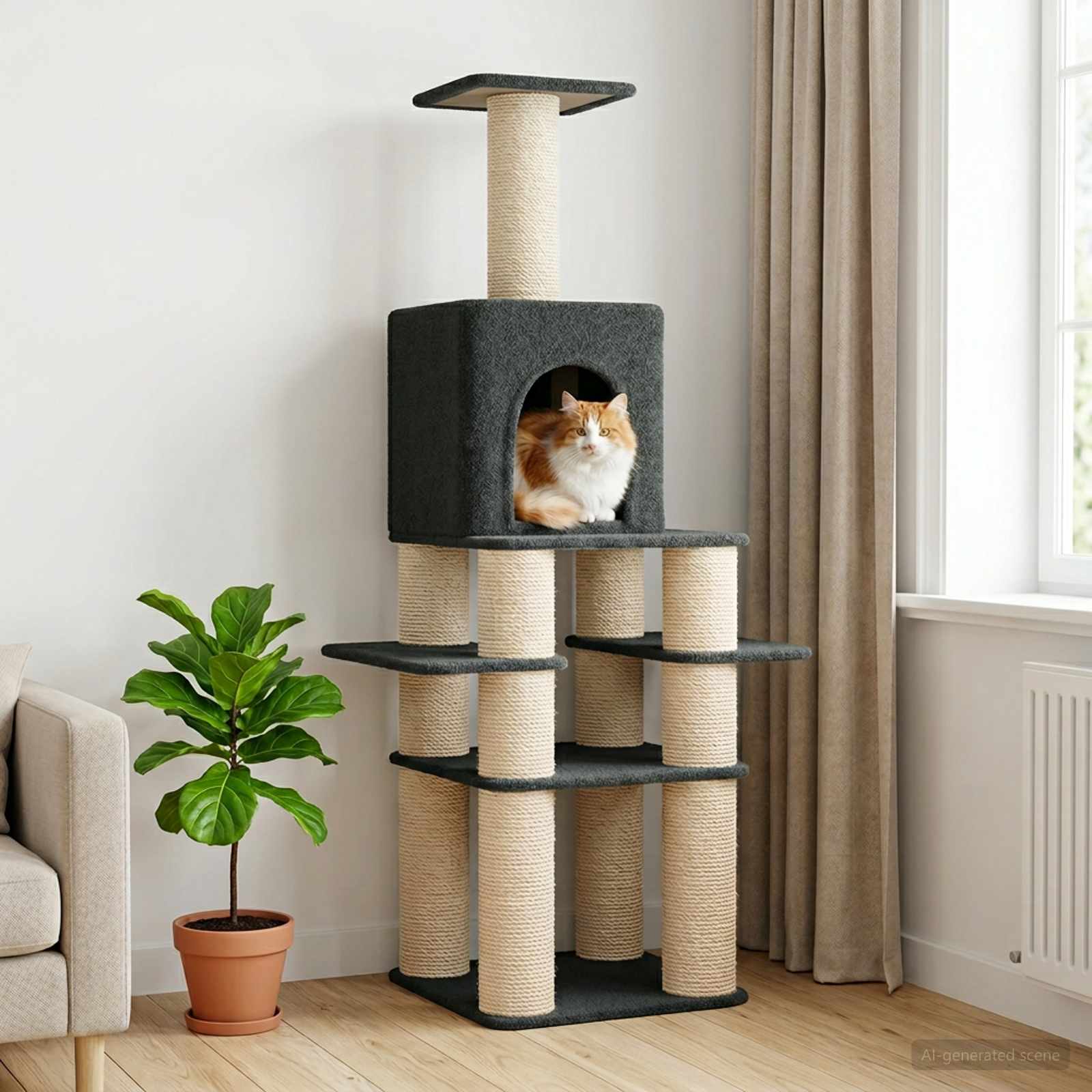vidaXL Kattenboom met sisal krabpalen Lichtgrijs 180 cm
