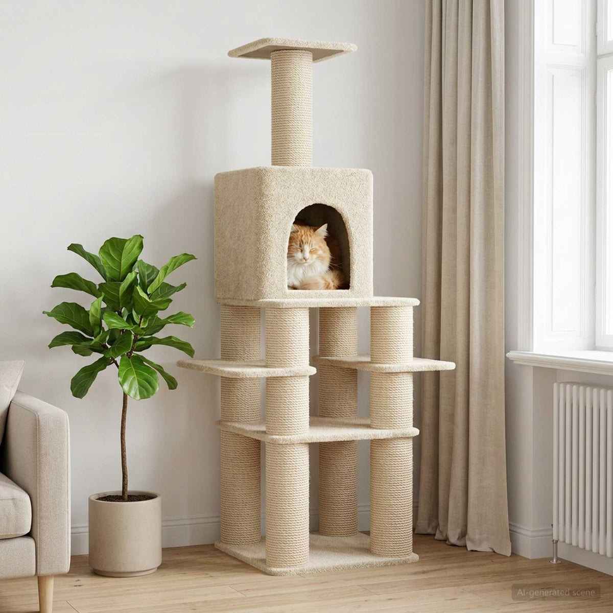 vidaXL Kattenboom met sisal krabpalen Lichtgrijs 180 cm