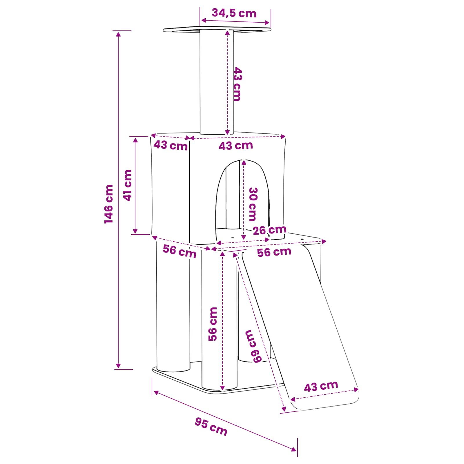 vidaXL Kattenboom met sisal krabpalen Lichtgrijs 146 cm