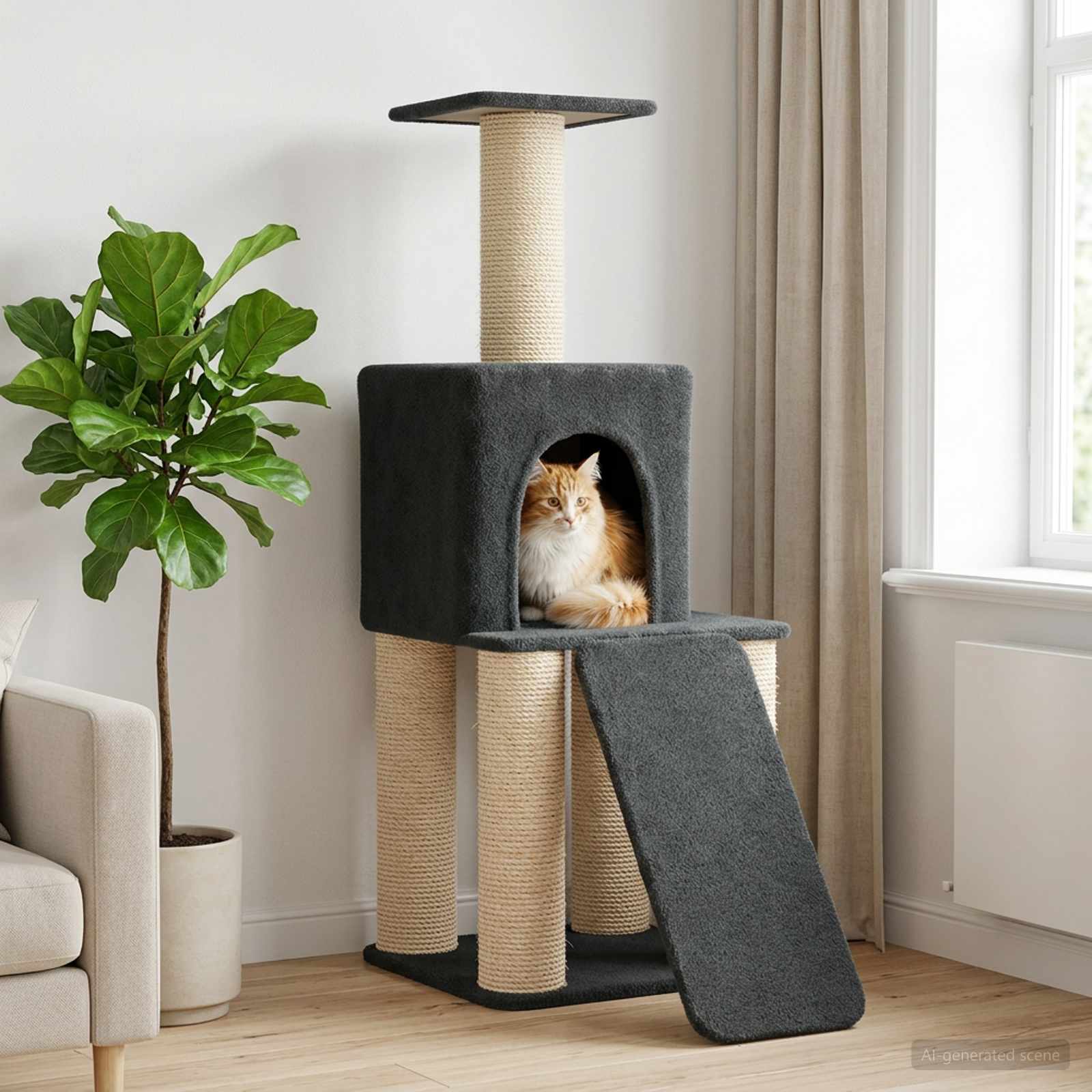 vidaXL Kattenboom met sisal krabpalen Lichtgrijs 146 cm