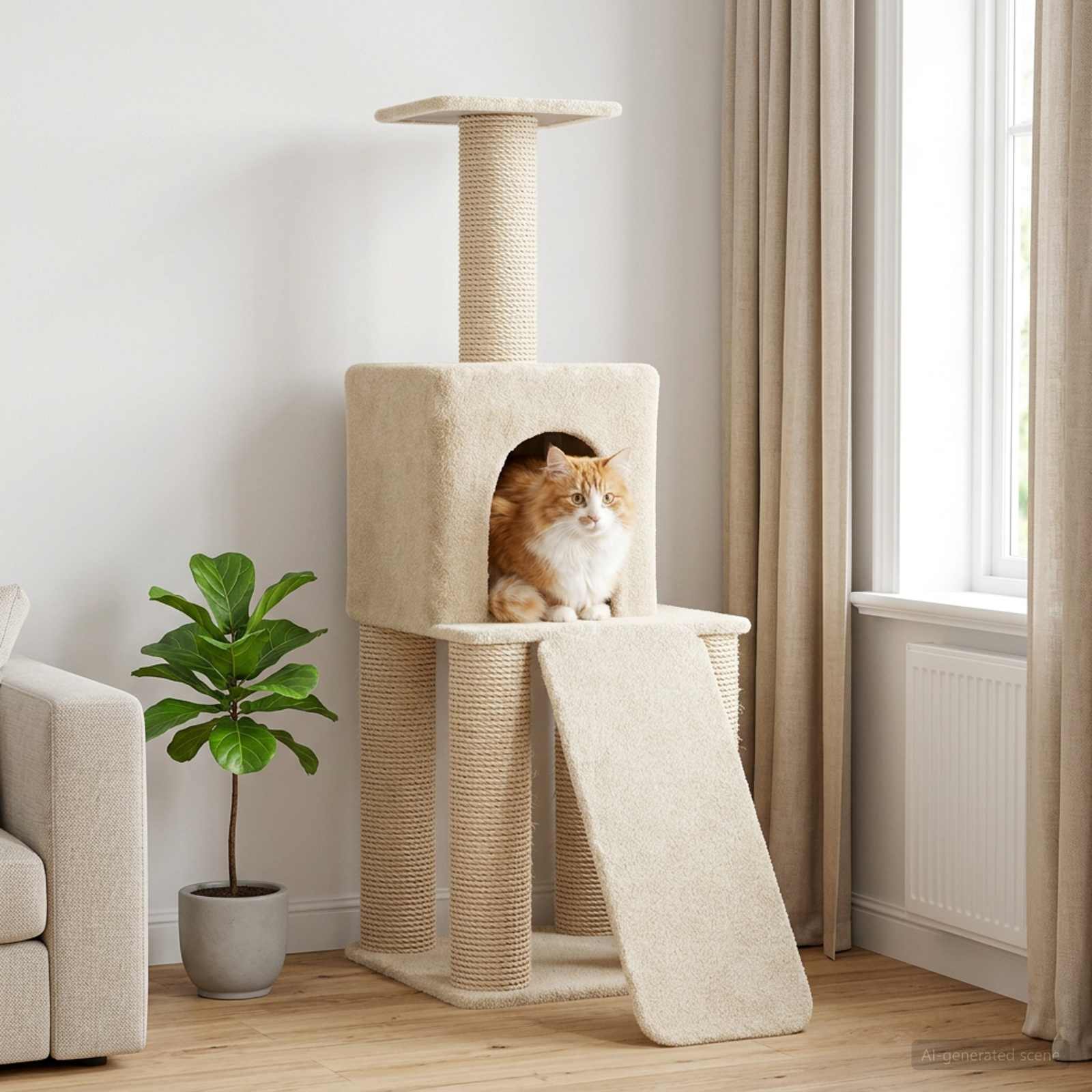 vidaXL Kattenboom met sisal krabpalen Lichtgrijs 146 cm