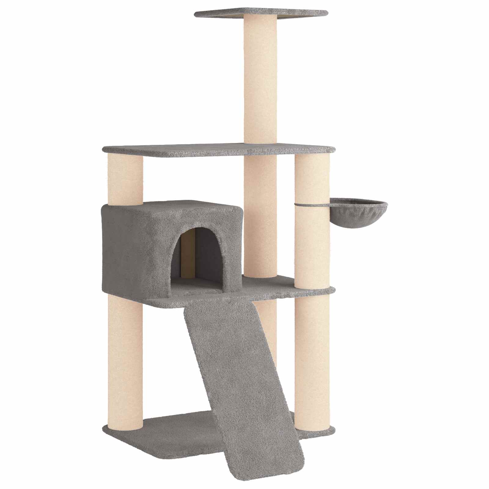vidaXL Kattenboom met sisal krabpalen Lichtgrijs 173 cm