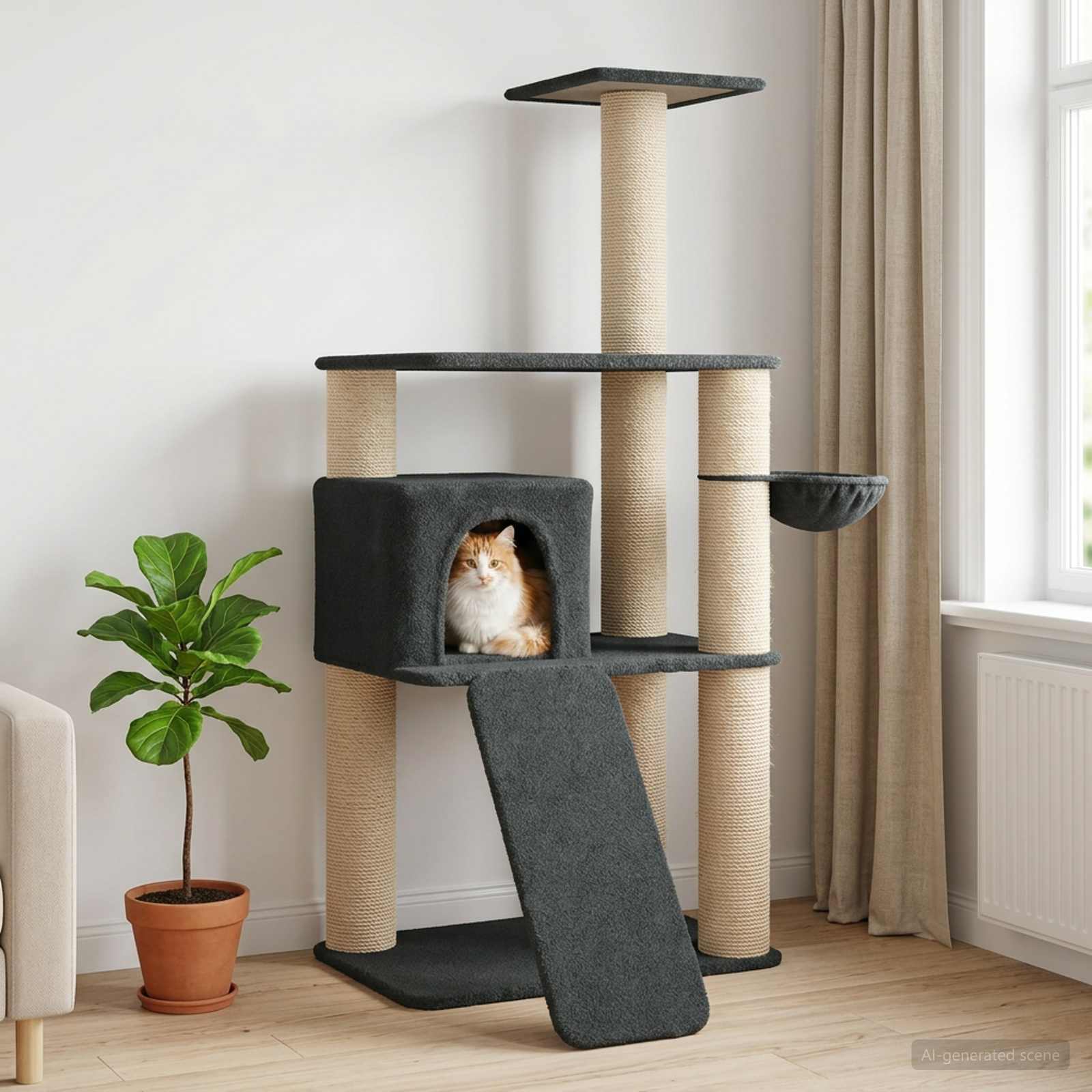 vidaXL Kattenboom met sisal krabpalen Lichtgrijs 173 cm