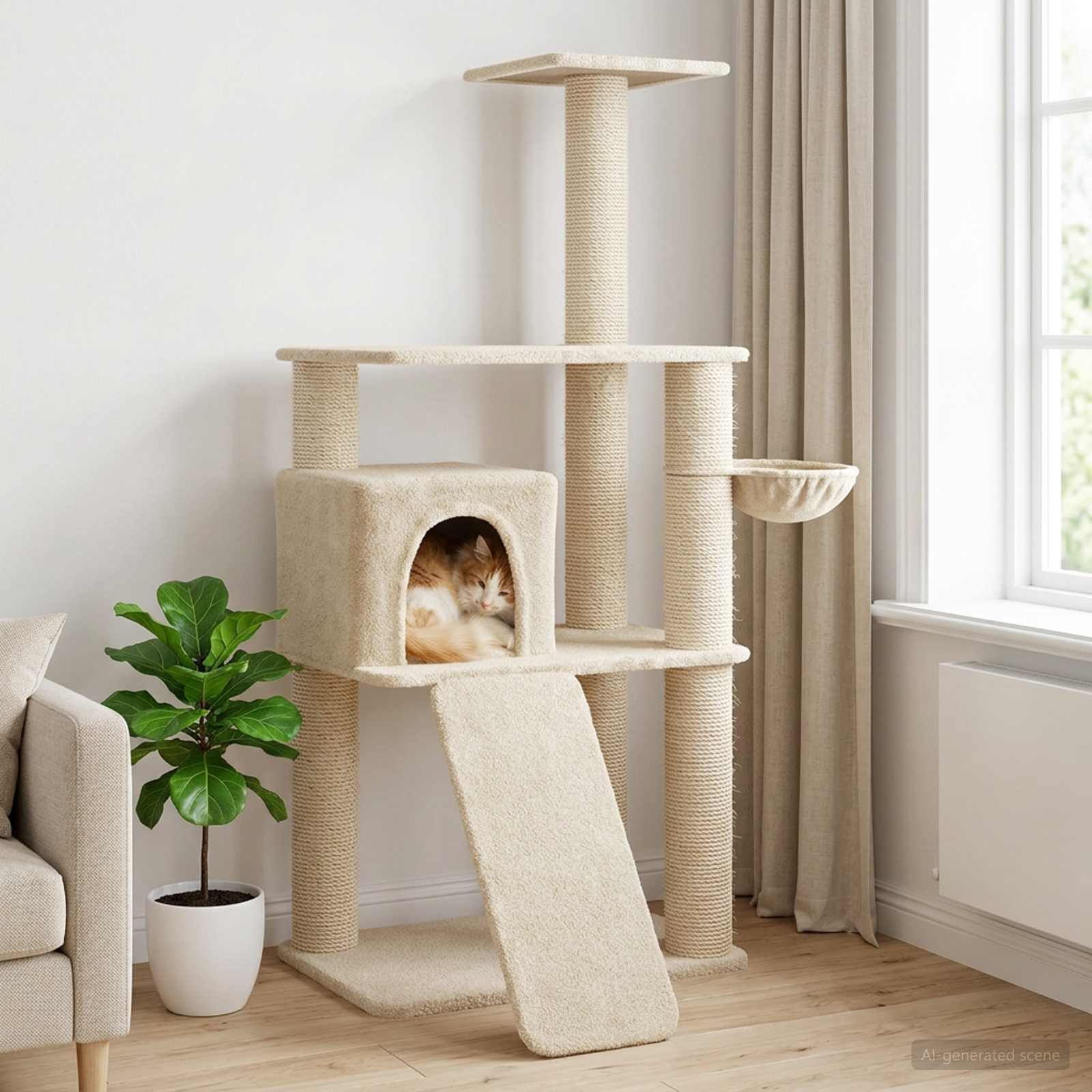 vidaXL Kattenboom met sisal krabpalen Lichtgrijs 173 cm