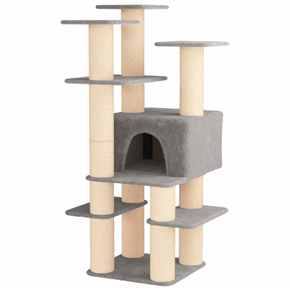 vidaXL Kattenboom met sisal krabpalen Lichtgrijs 161 cm