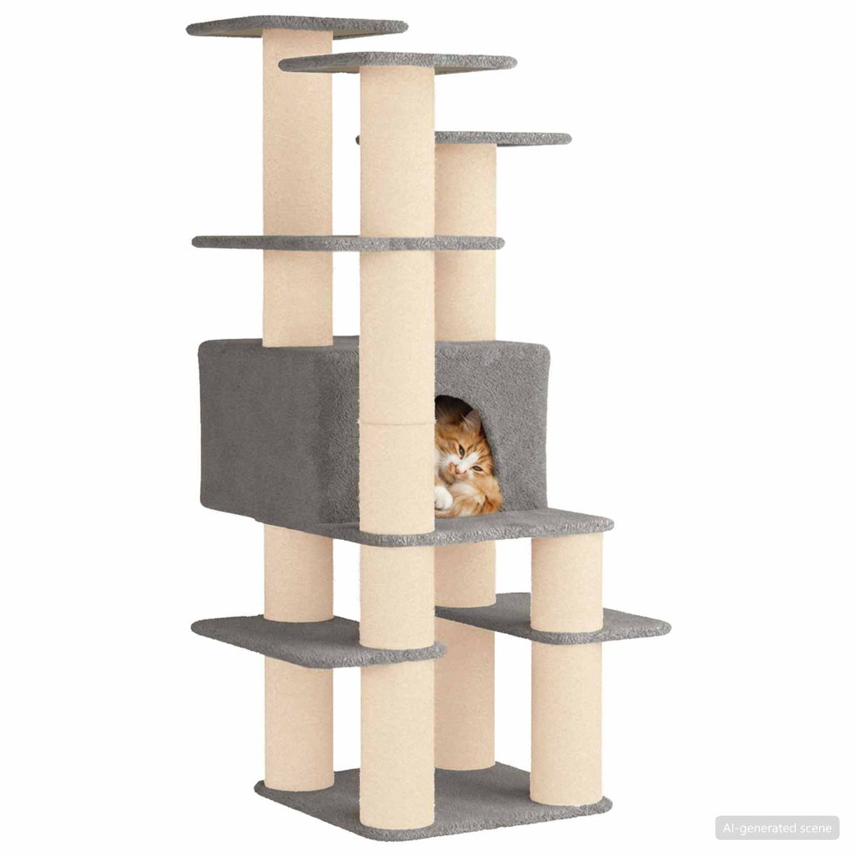 vidaXL Kattenboom met sisal krabpalen Lichtgrijs 161 cm