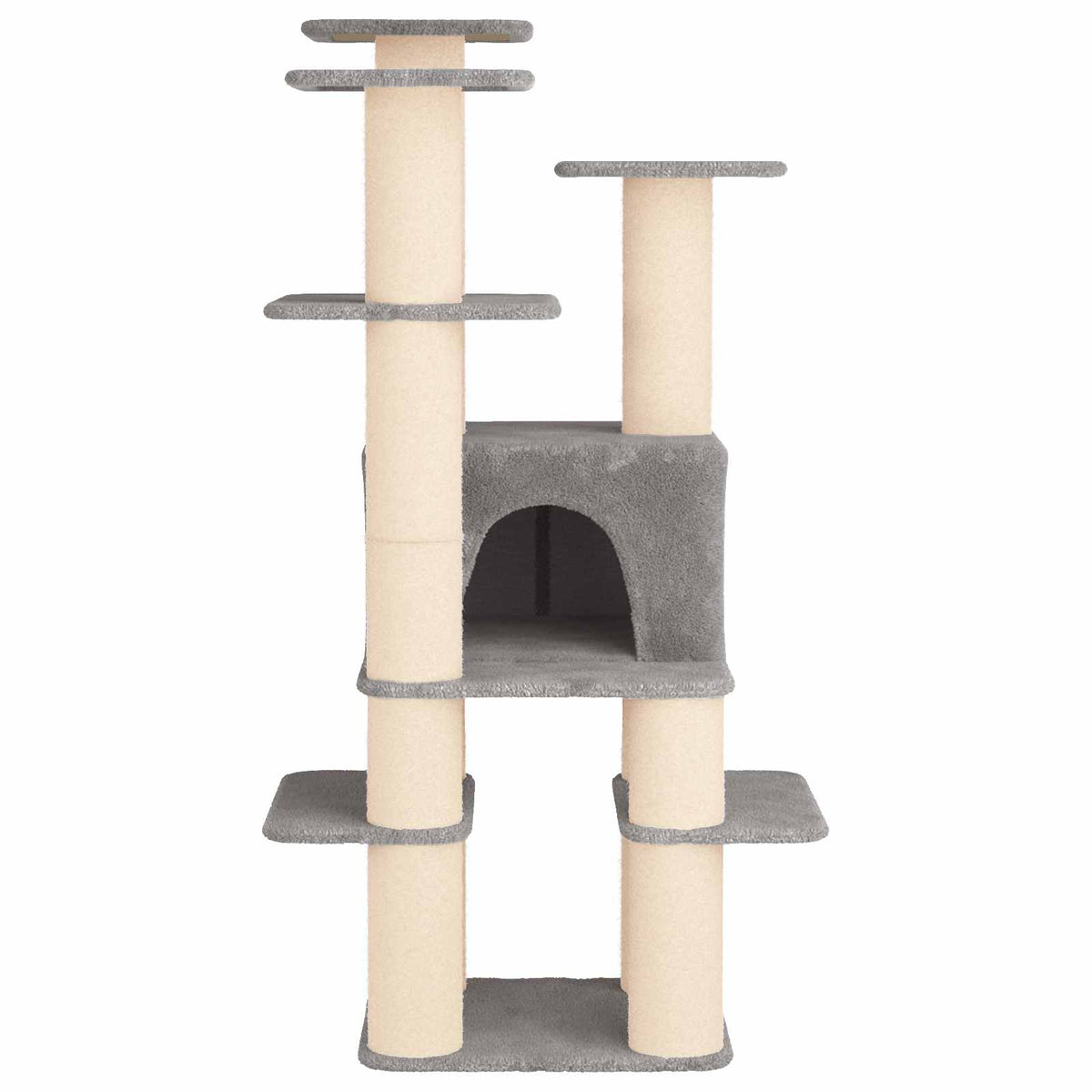 vidaXL Kattenboom met sisal krabpalen Lichtgrijs 161 cm