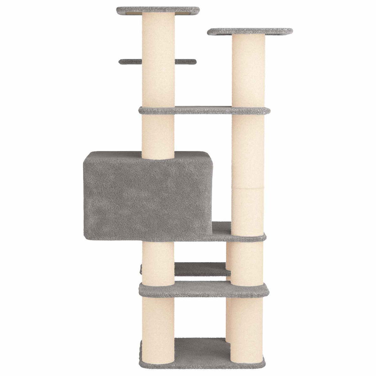 vidaXL Kattenboom met sisal krabpalen Lichtgrijs 161 cm