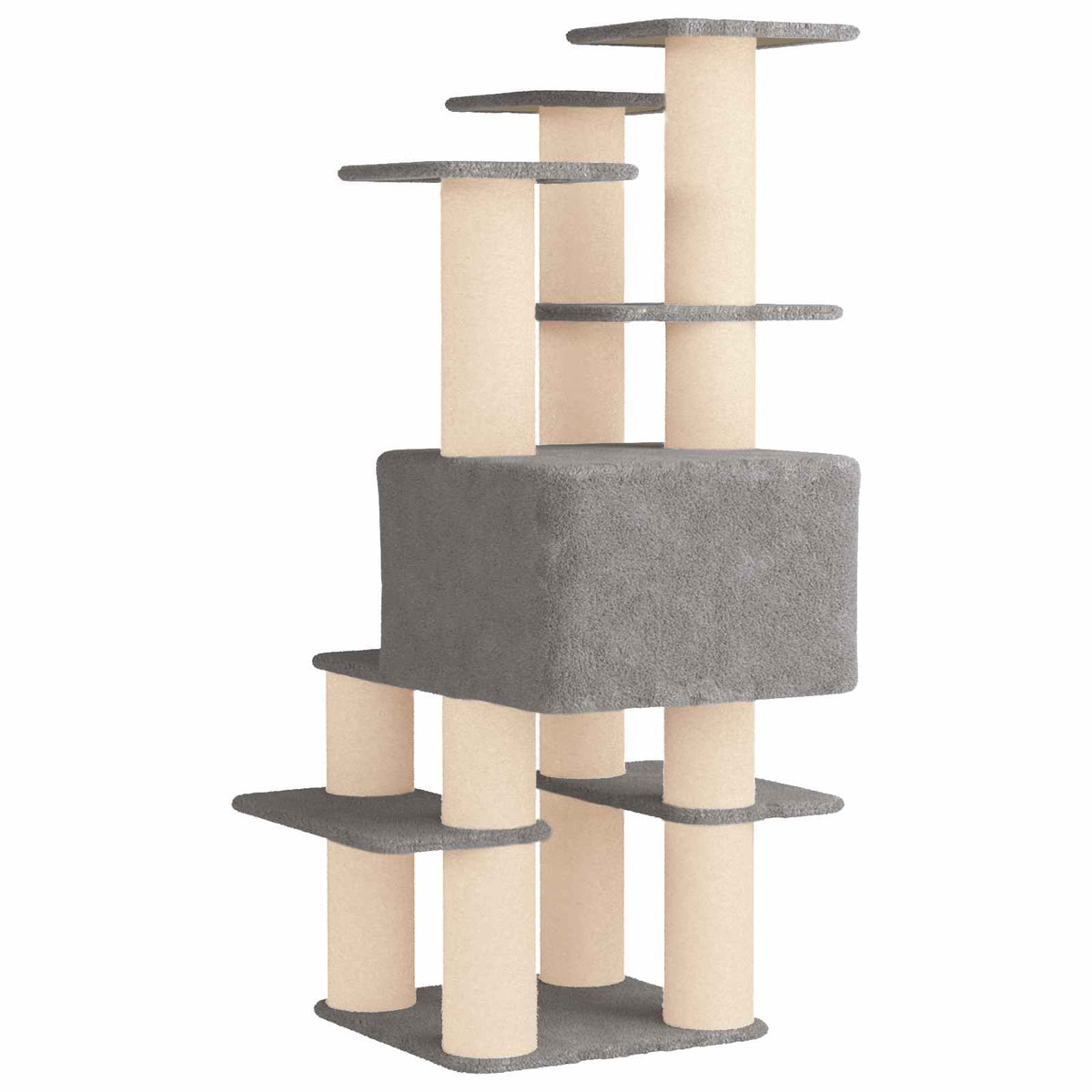 vidaXL Kattenboom met sisal krabpalen Lichtgrijs 161 cm