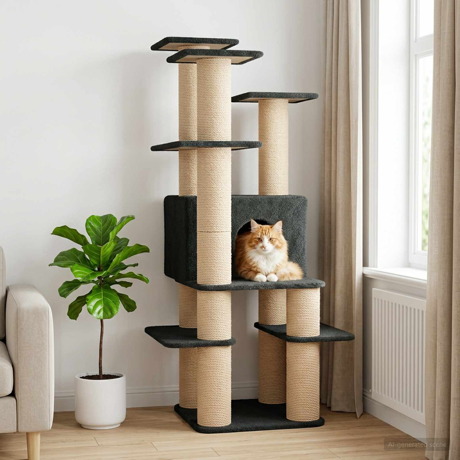 vidaXL Kattenboom met sisal krabpalen Lichtgrijs 161 cm