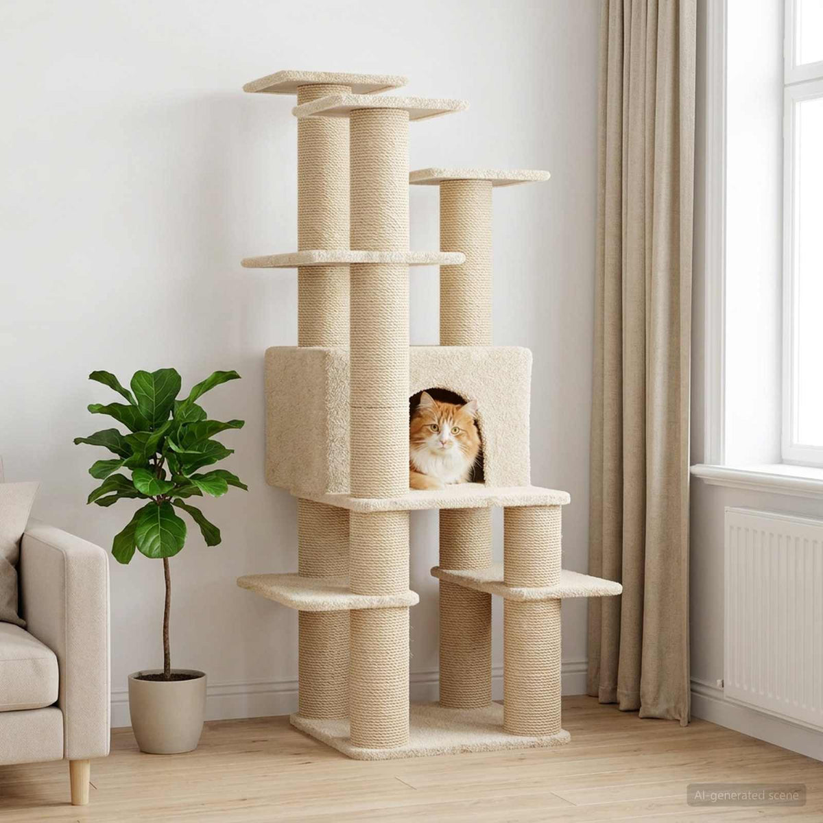 vidaXL Kattenboom met sisal krabpalen Lichtgrijs 161 cm