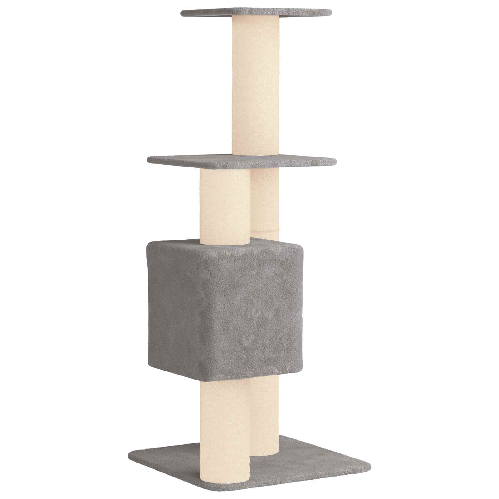 vidaXL Kattenboom met sisal krabpalen Lichtgrijs 137 cm