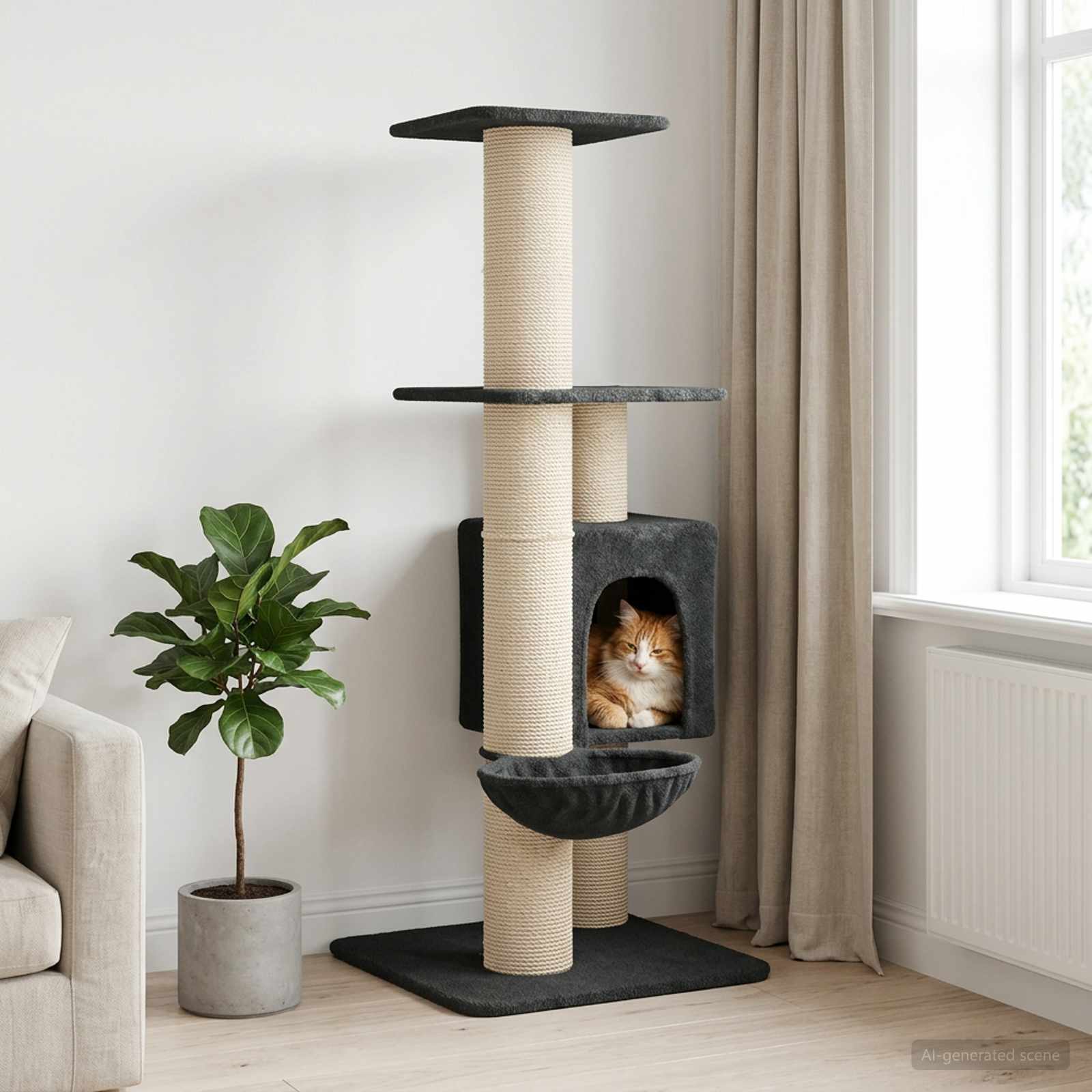 vidaXL Kattenboom met sisal krabpalen Lichtgrijs 137 cm