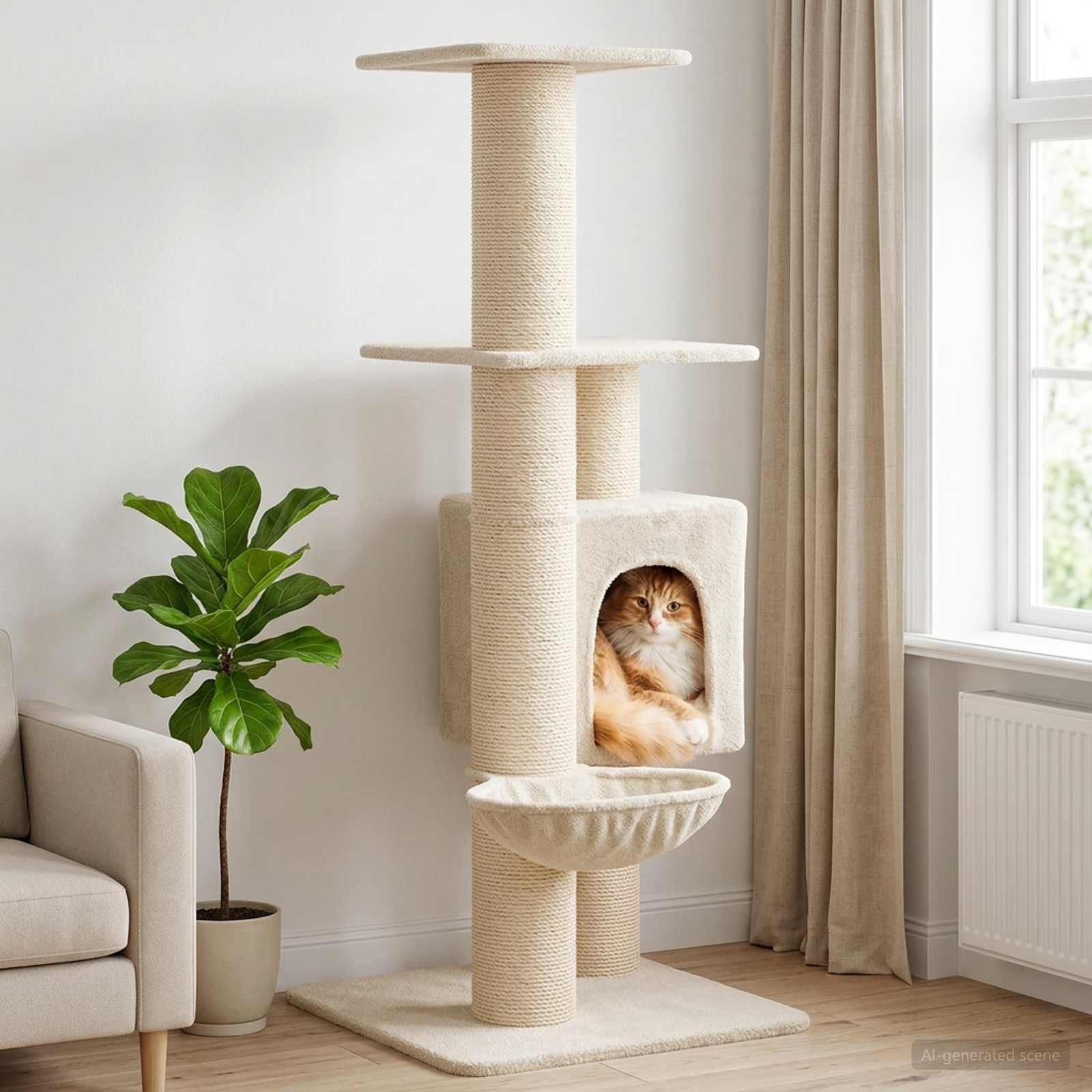 vidaXL Kattenboom met sisal krabpalen Lichtgrijs 137 cm