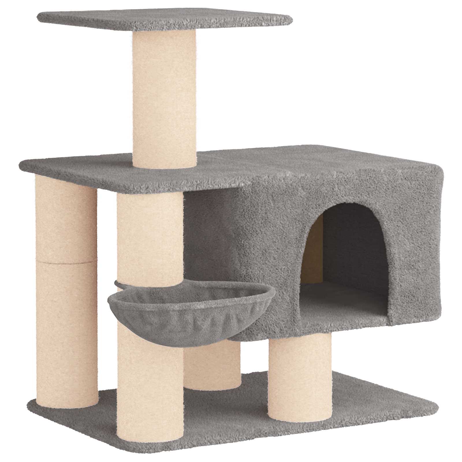 vidaXL Kattenboom met sisal krabpalen Lichtgrijs 96 cm