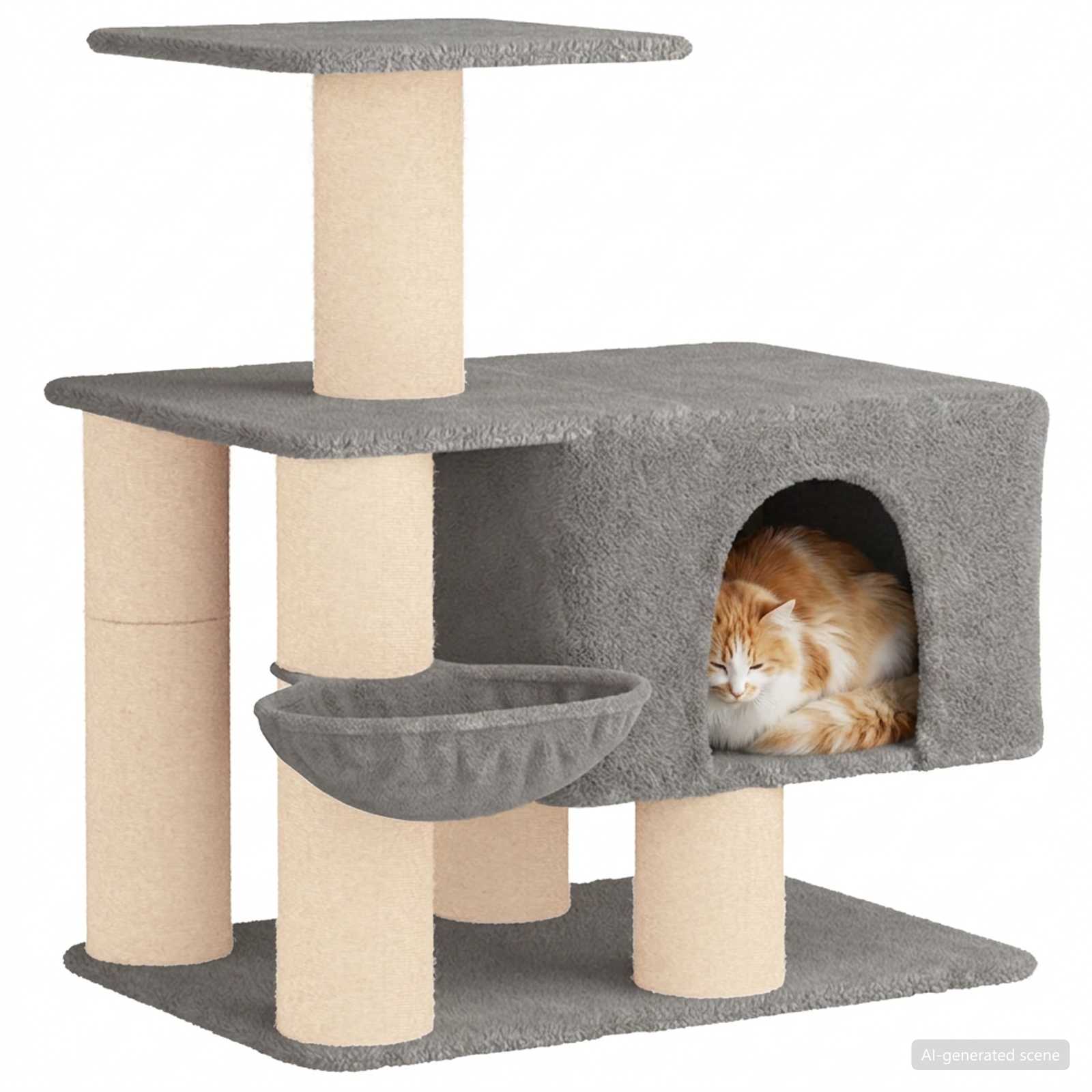 vidaXL Kattenboom met sisal krabpalen Lichtgrijs 96 cm