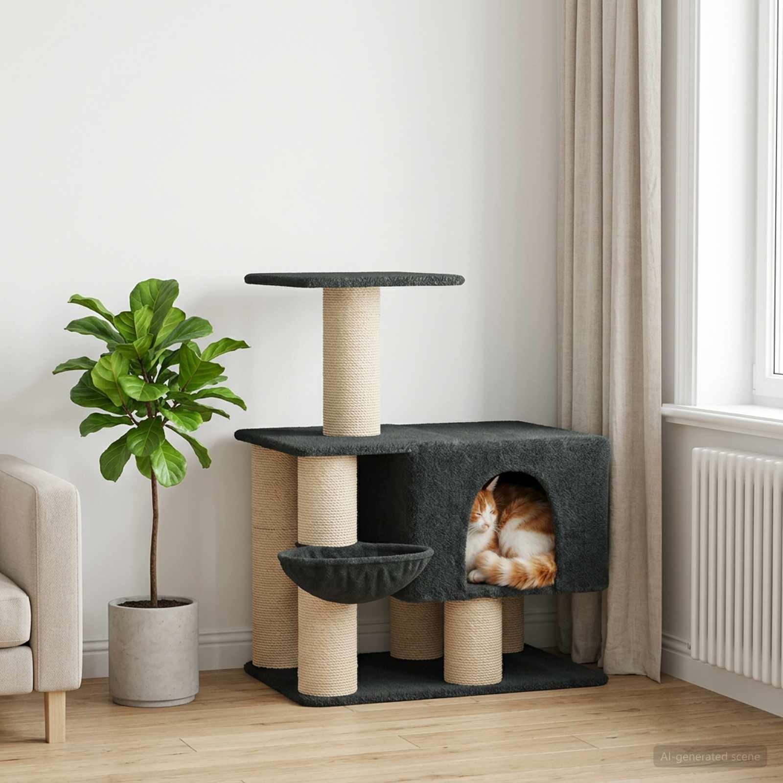 vidaXL Kattenboom met sisal krabpalen Lichtgrijs 96 cm