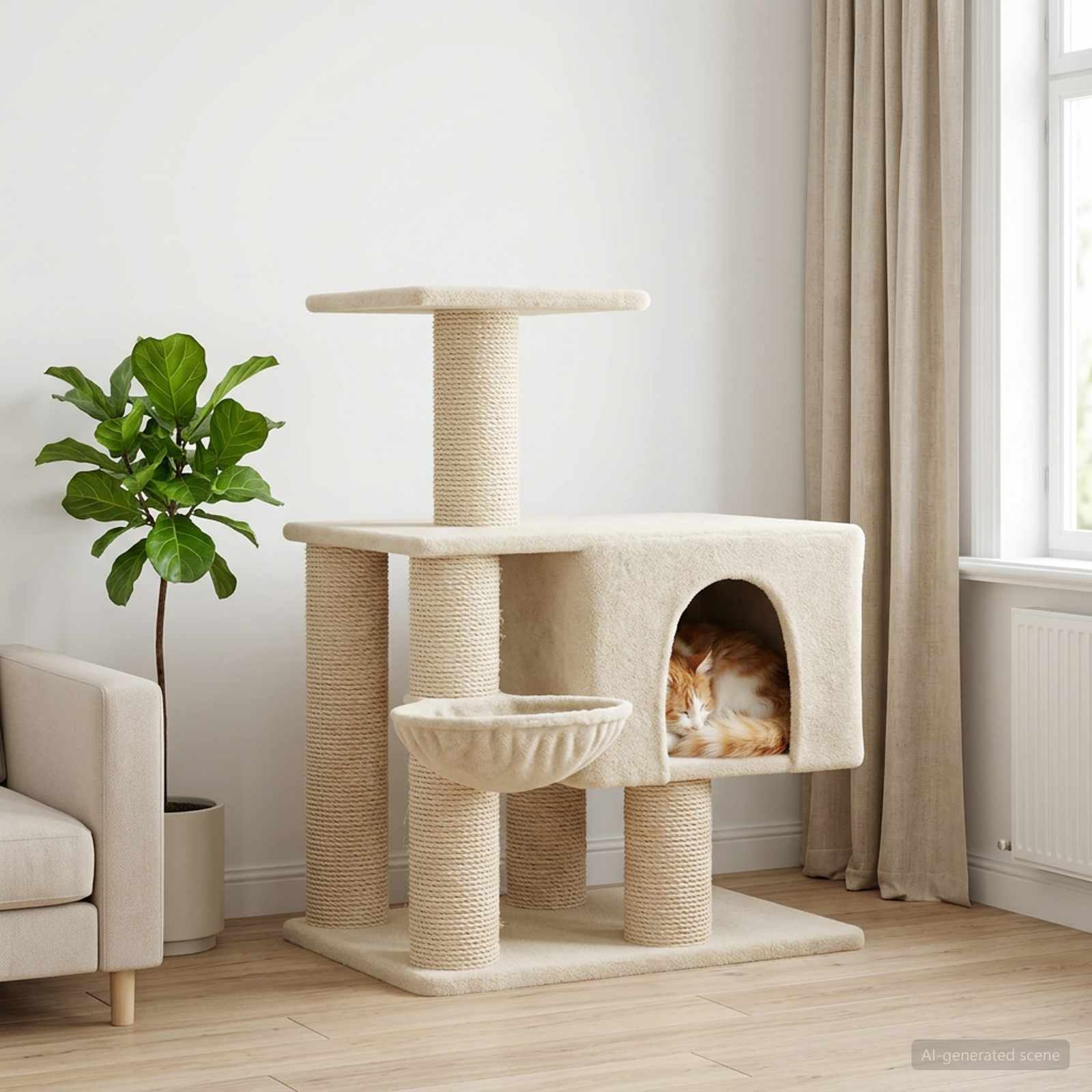 vidaXL Kattenboom met sisal krabpalen Lichtgrijs 96 cm