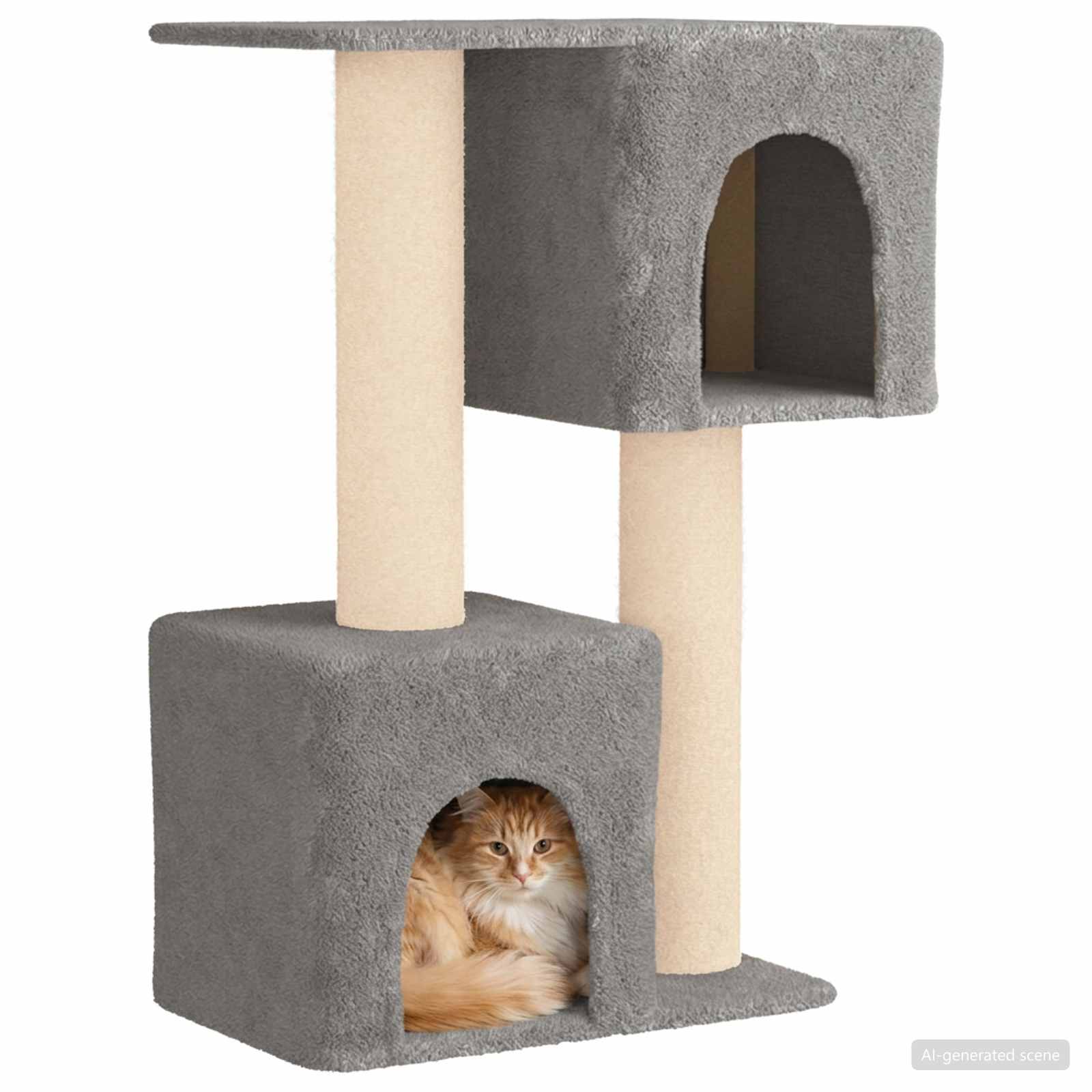 vidaXL Kattenboom met sisal krabpalen Lichtgrijs 114 cm