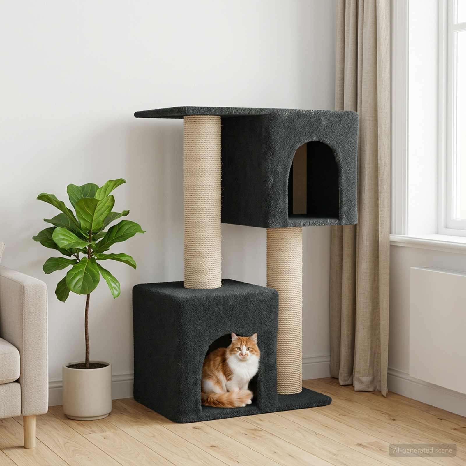 vidaXL Kattenboom met sisal krabpalen Lichtgrijs 114 cm