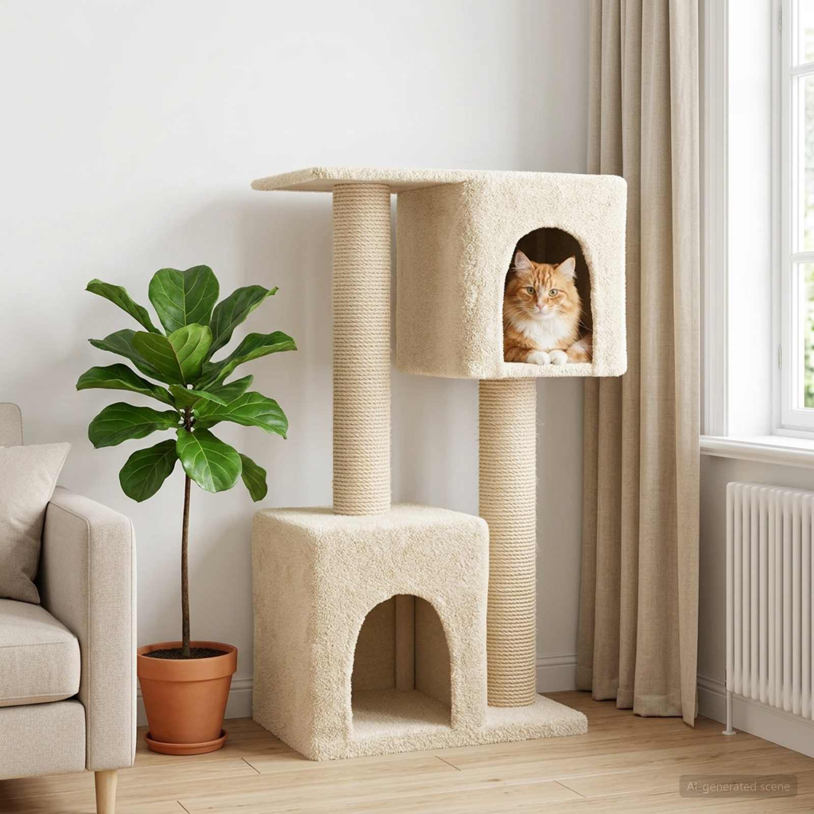 vidaXL Kattenboom met sisal krabpalen Lichtgrijs 114 cm