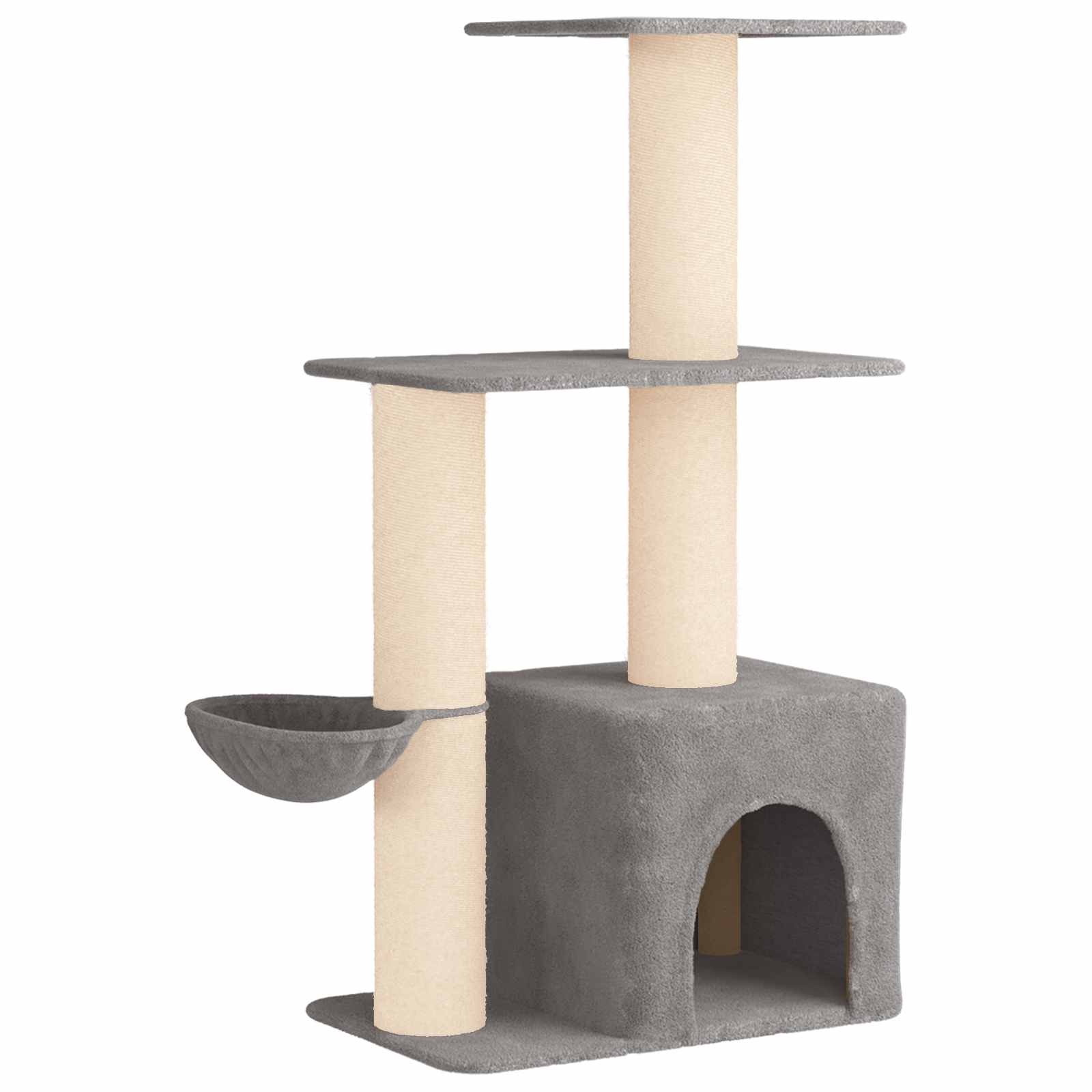 vidaXL Kattenboom met sisal krabpalen Lichtgrijs 133 cm