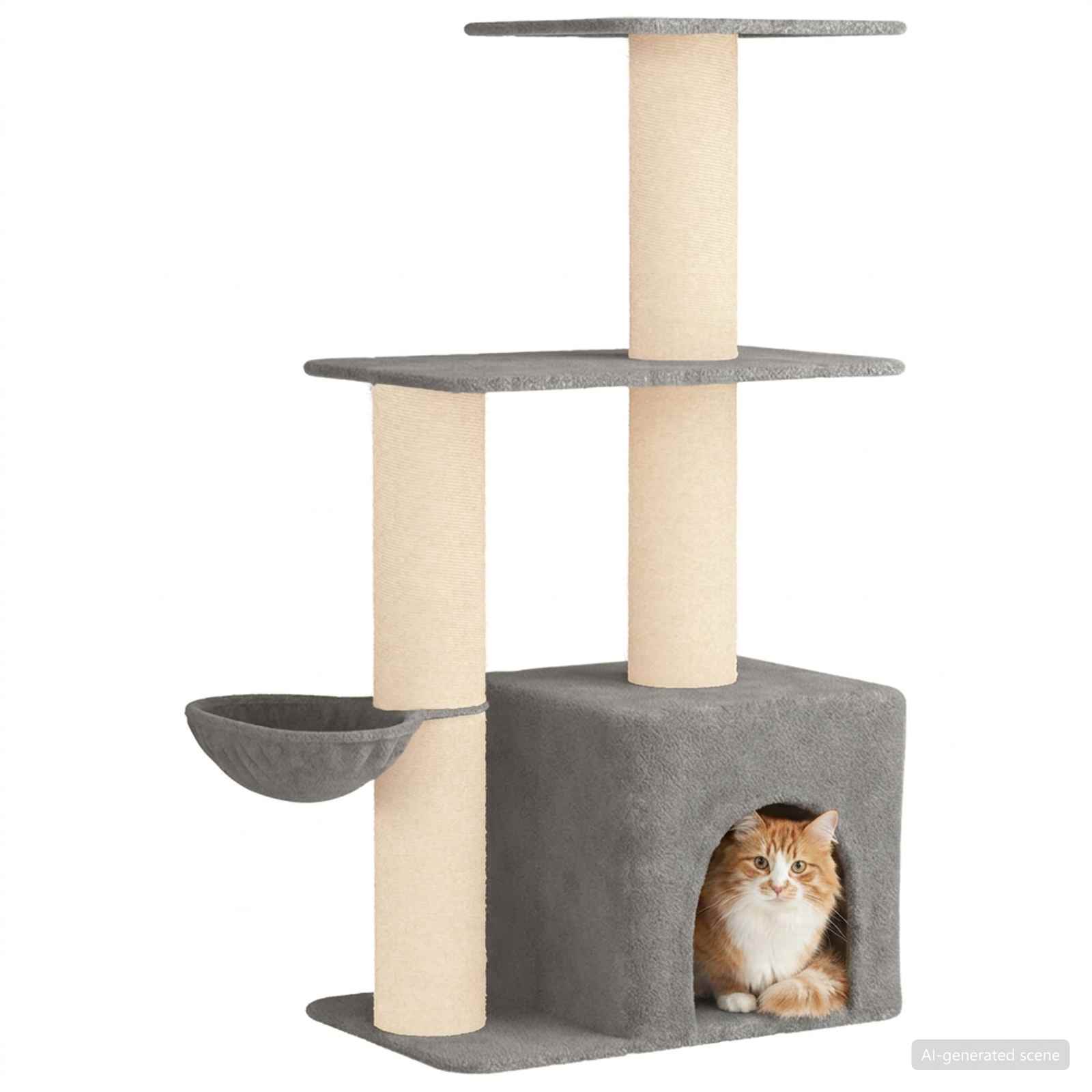 vidaXL Kattenboom met sisal krabpalen Lichtgrijs 133 cm