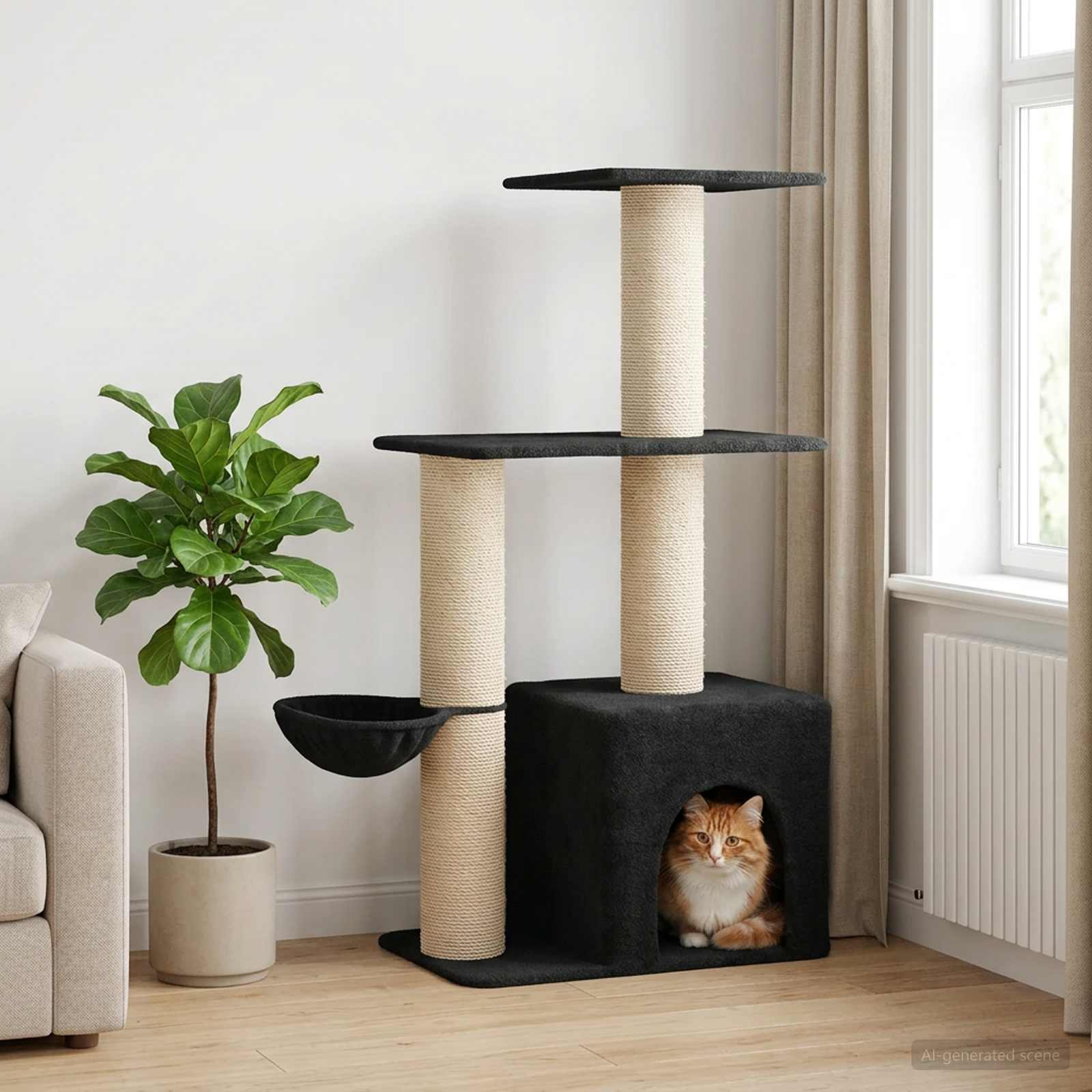 vidaXL Kattenboom met sisal krabpalen Lichtgrijs 133 cm