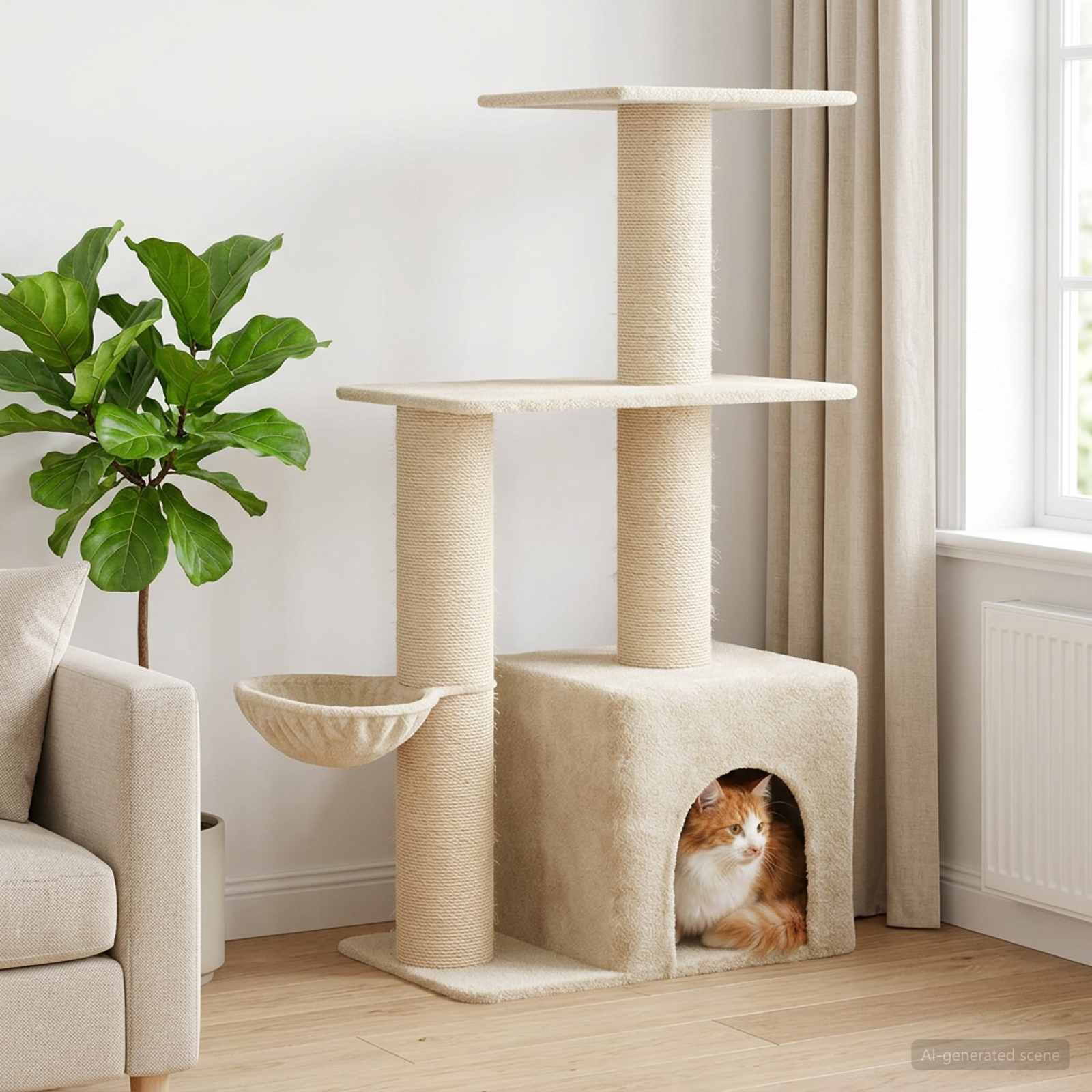 vidaXL Kattenboom met sisal krabpalen Lichtgrijs 133 cm
